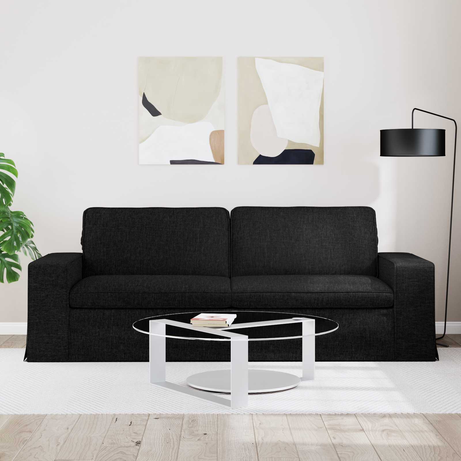 vidaXL Sofa Czarny 222 x 80 x 82 cm tkanina