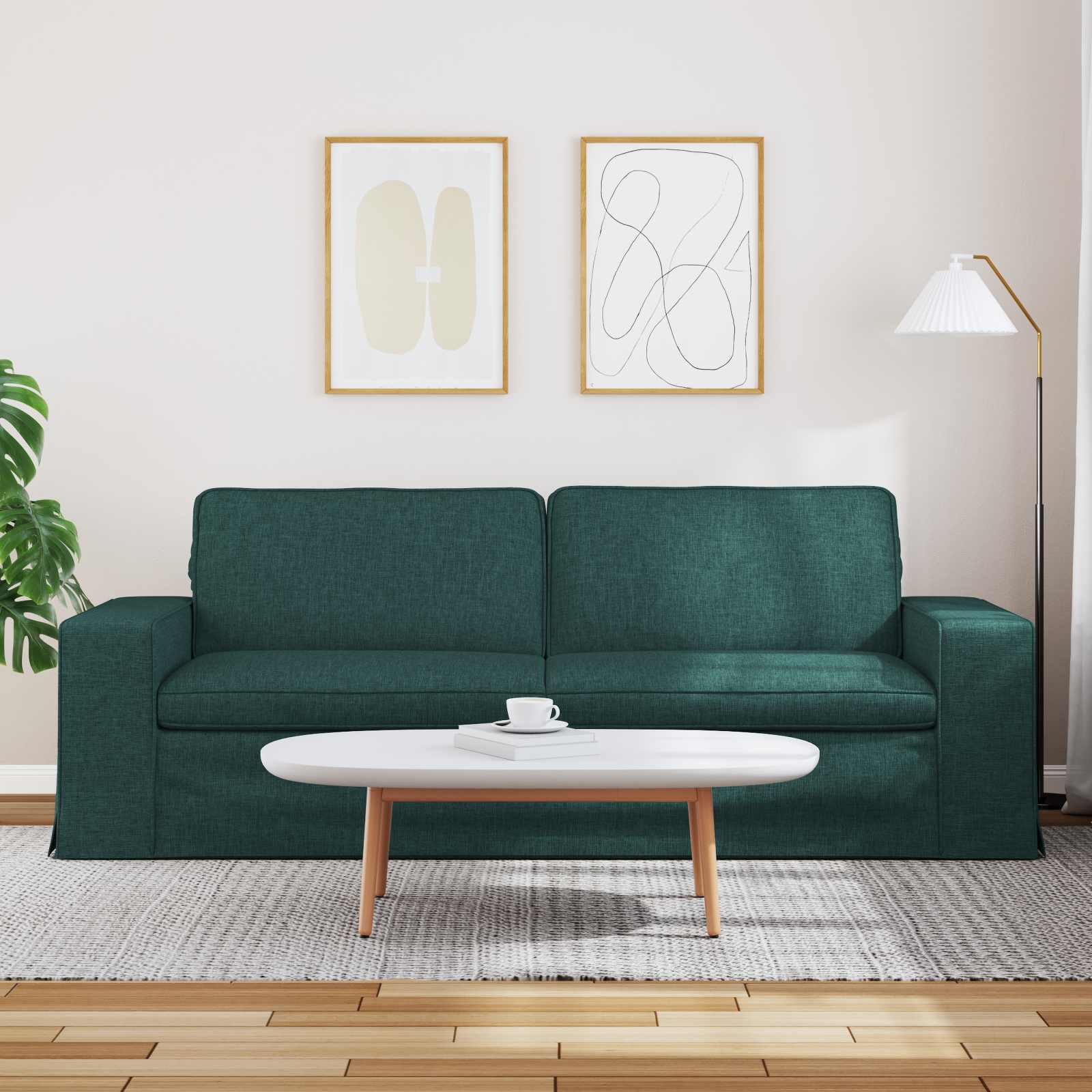 vidaXL Sofa Ciemna zieleń 222 x 80 x 82 cm tkanina