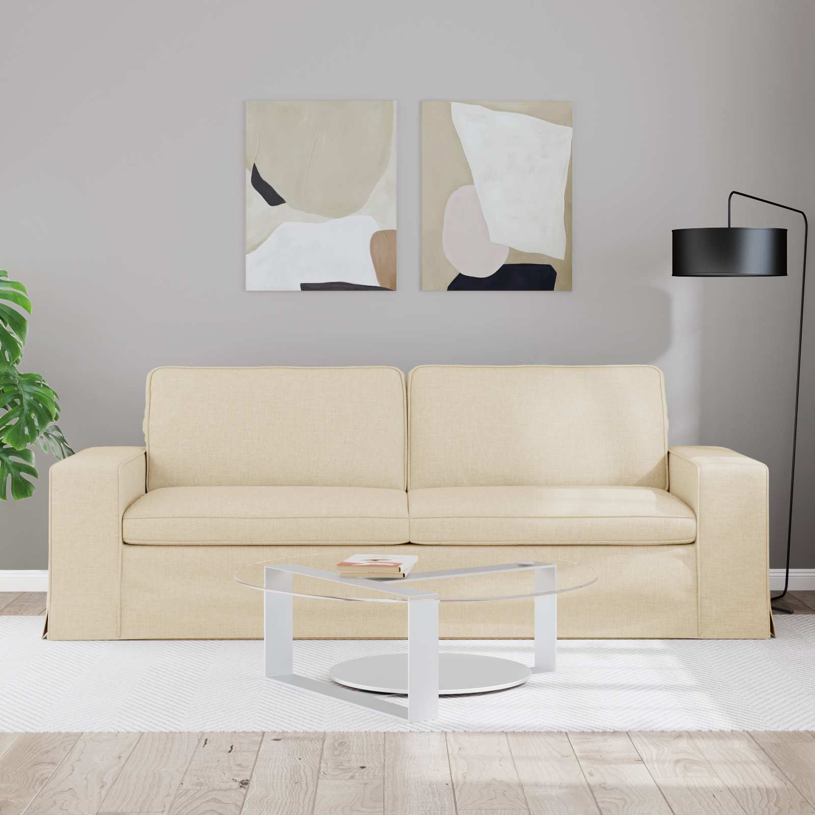 vidaXL Sofa Kremowy 222 x 80 x 82 cm tkanina