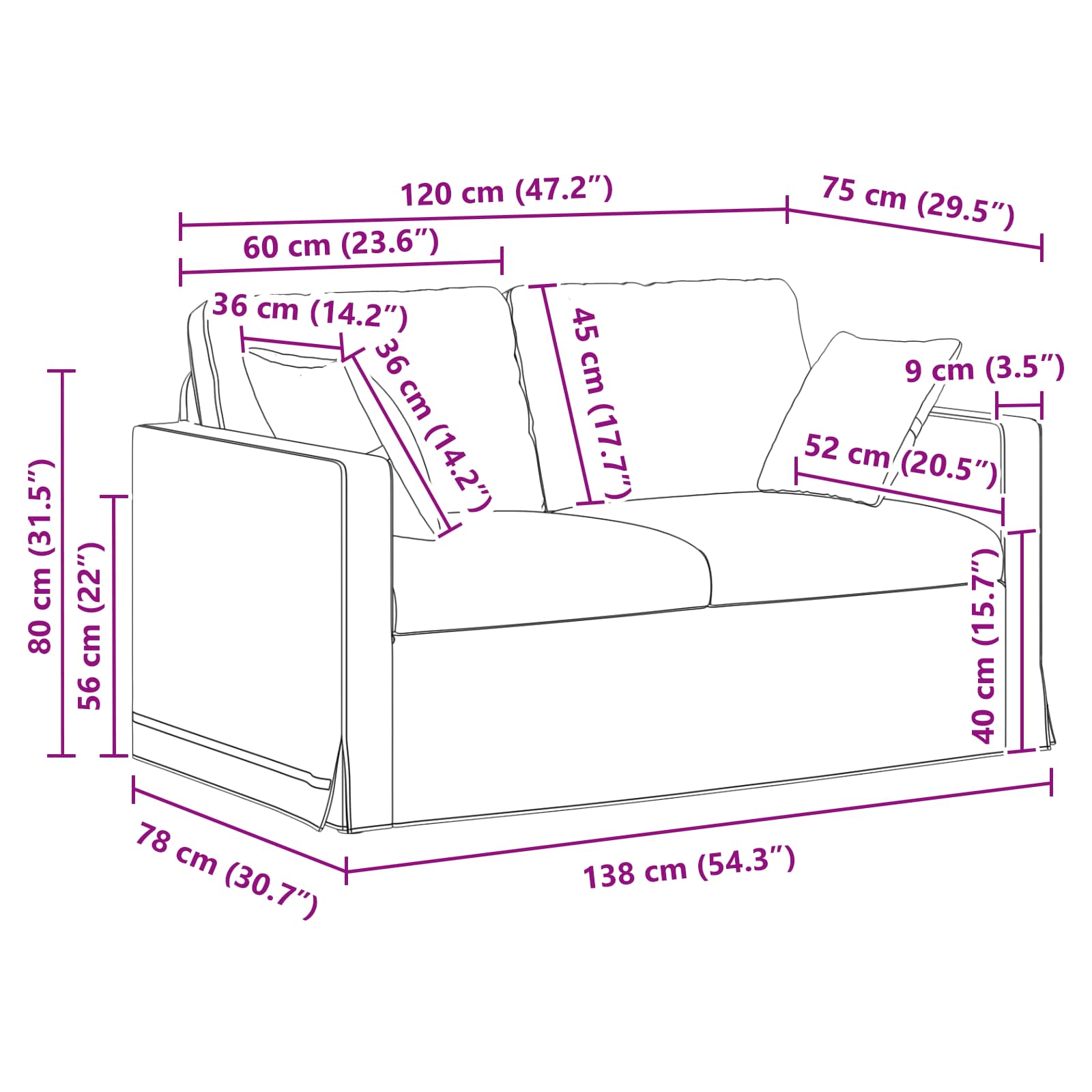 vidaXL Sofa Ciemna zieleń 138 x 78 x 80 cm Aksamit