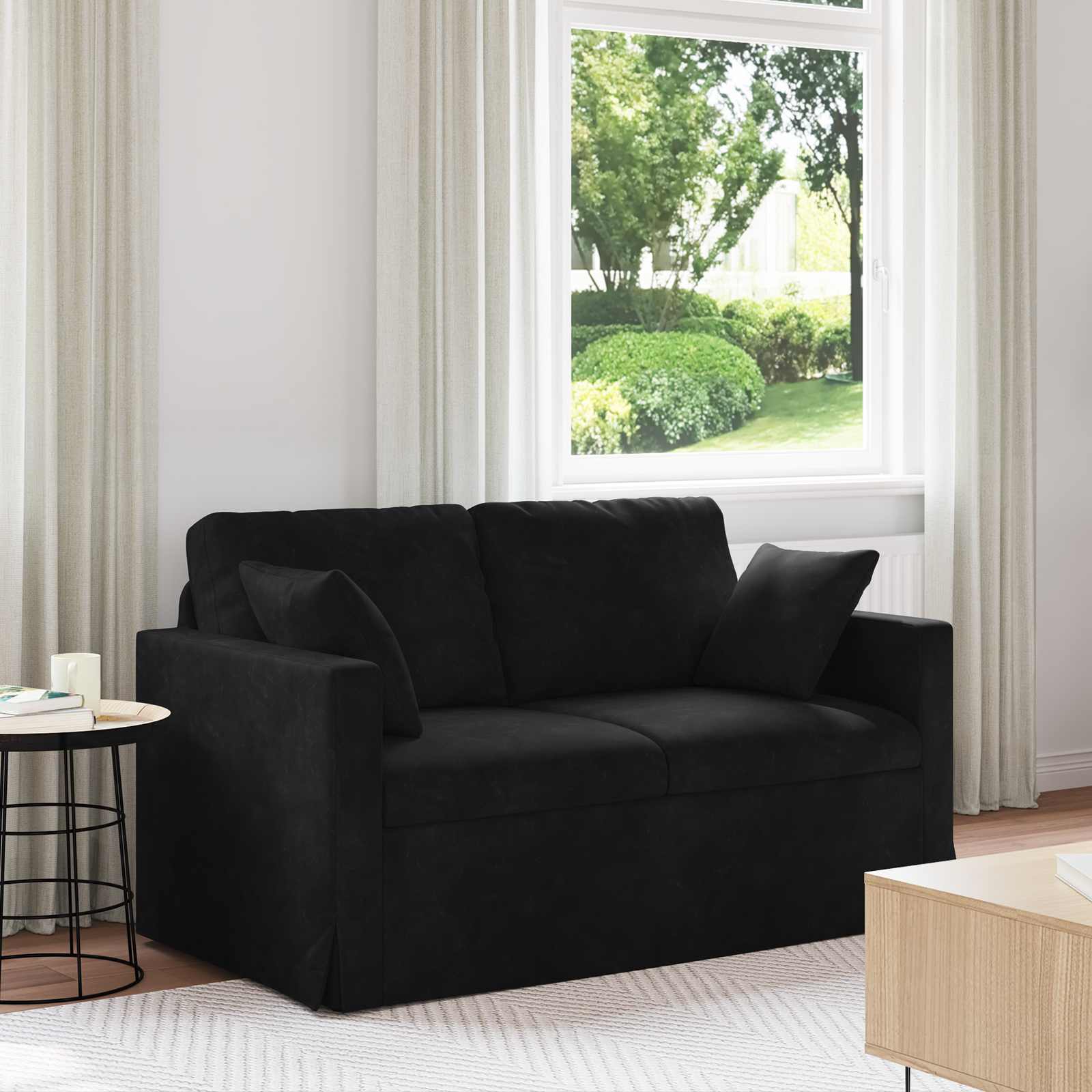 vidaXL Sofa Czarny 138 x 78 x 80 cm Aksamit