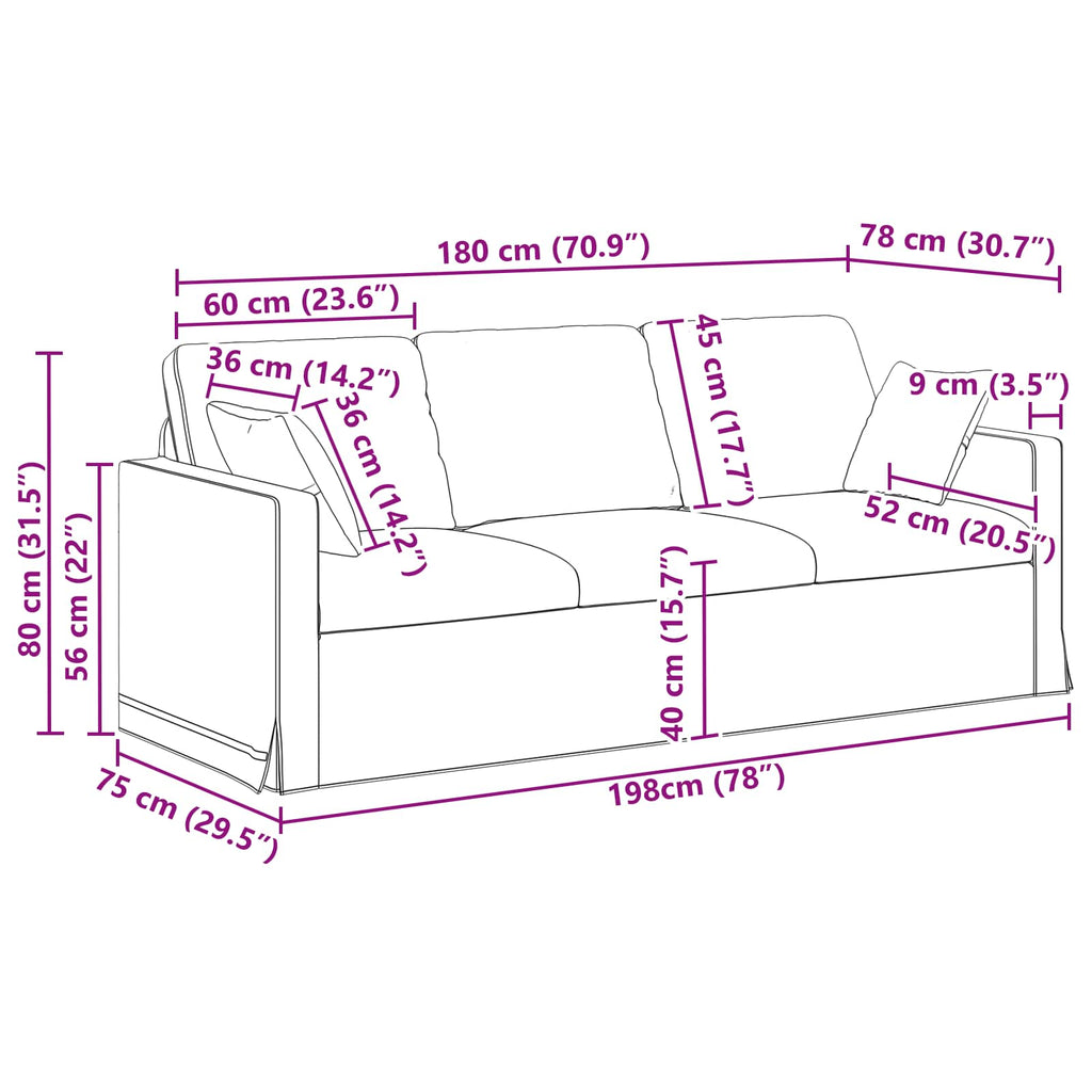 vidaXL Sofa Ciemnoszary 198 x 78 x 80 cm Aksamit