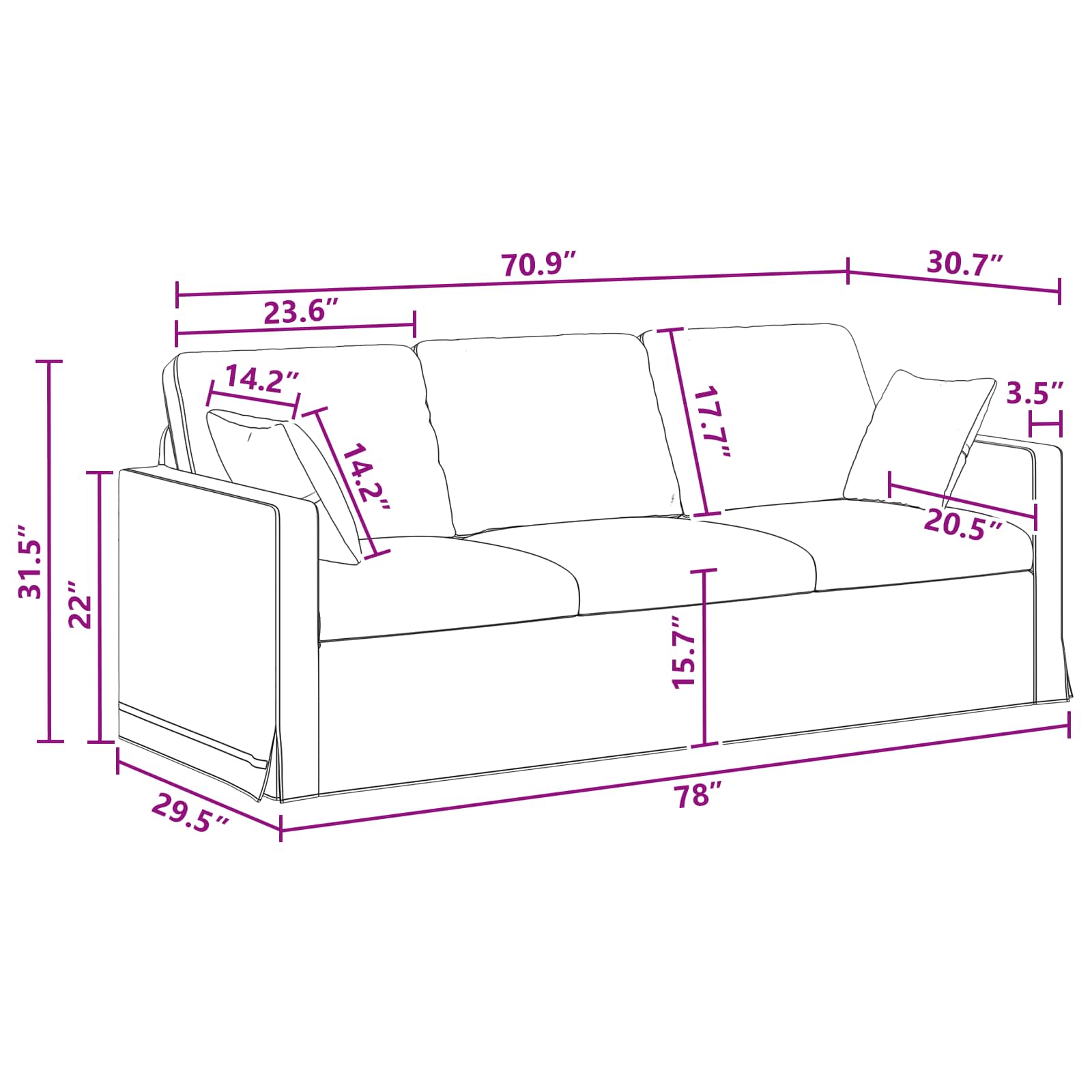 vidaXL Sofa Ciemnoszary 198 x 78 x 80 cm Aksamit