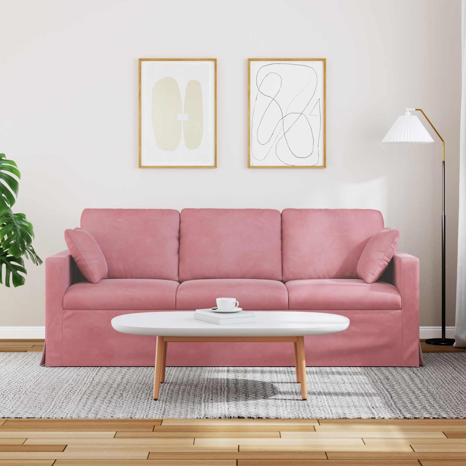 vidaXL Sofa Różowy 198 x 78 x 80 cm Aksamit
