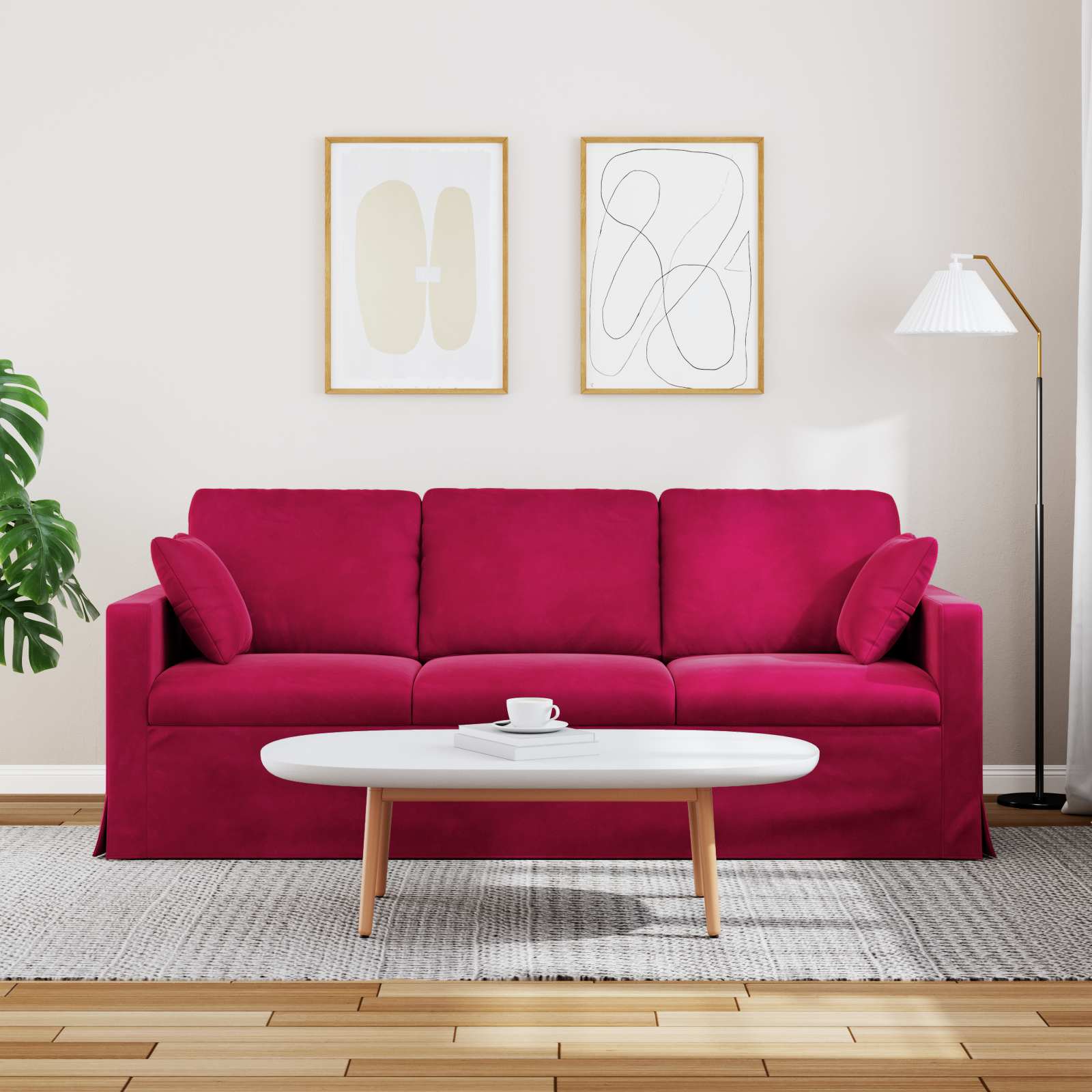 vidaXL Sofa Czerwone wino 198 x 78 x 80 cm Aksamit