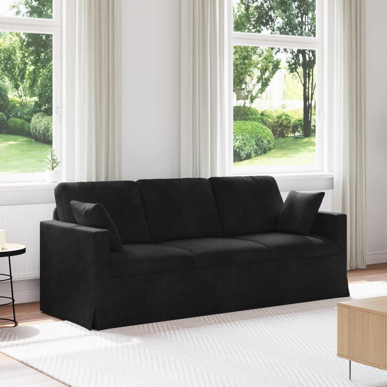 vidaXL Sofa Czarny 198 x 78 x 80 cm Aksamit