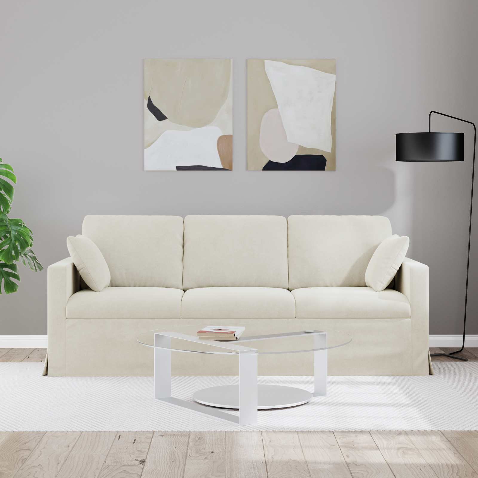 vidaXL Sofa Kremowy 198 x 78 x 80 cm Aksamit