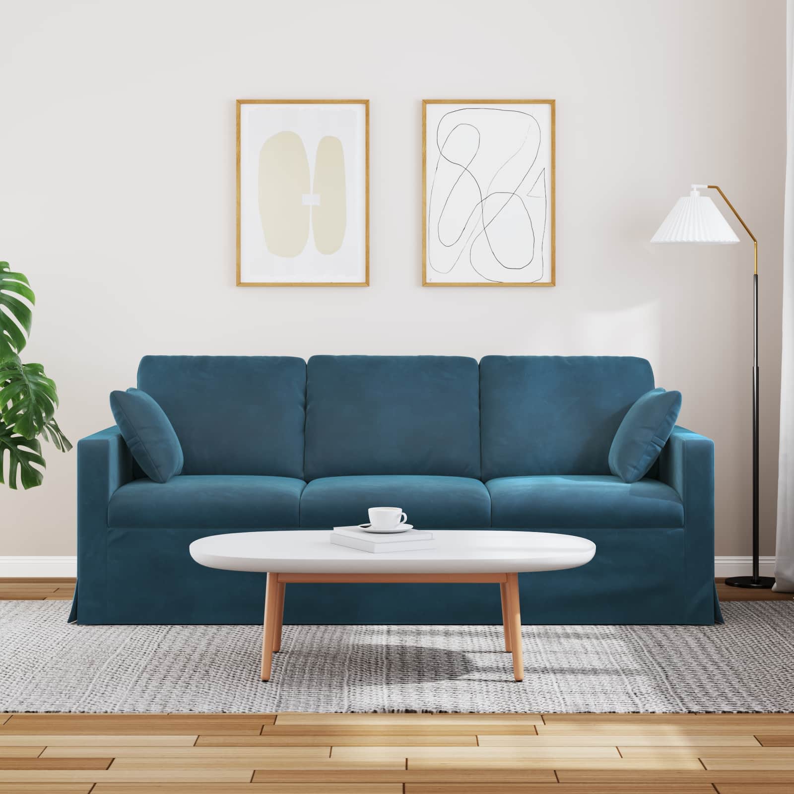 vidaXL Sofa Niebieski 198 x 78 x 80 cm Aksamit