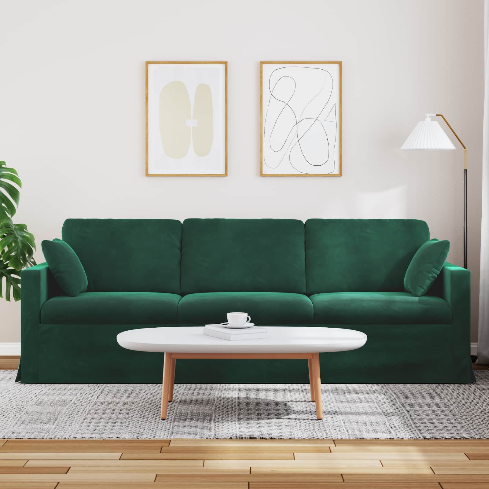 vidaXL Sofa Ciemna zieleń 228 x 78 x 80 cm Aksamit
