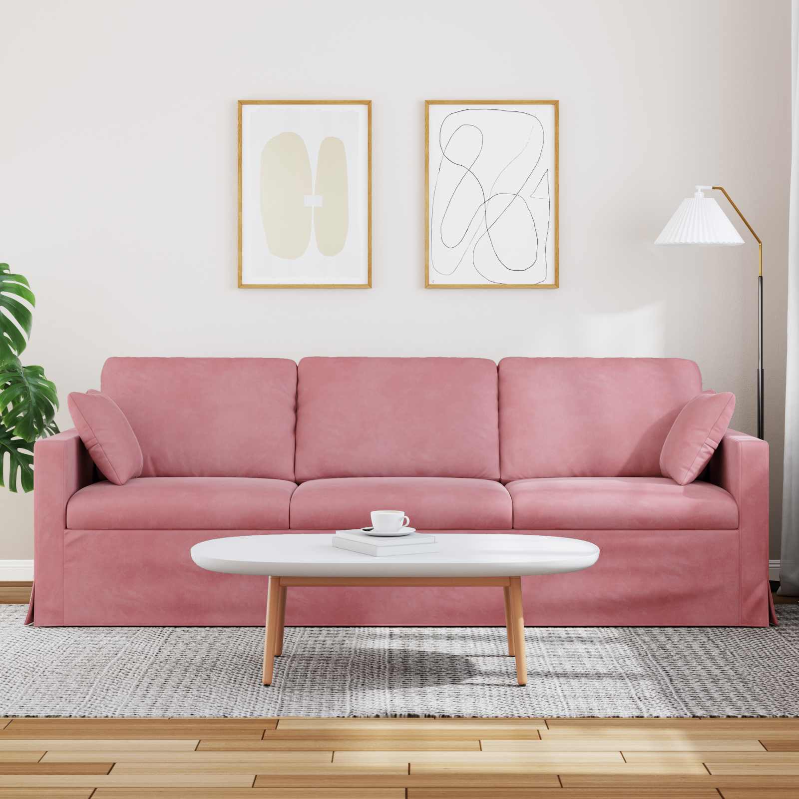 vidaXL Sofa Różowy 228 x 78 x 80 cm Aksamit