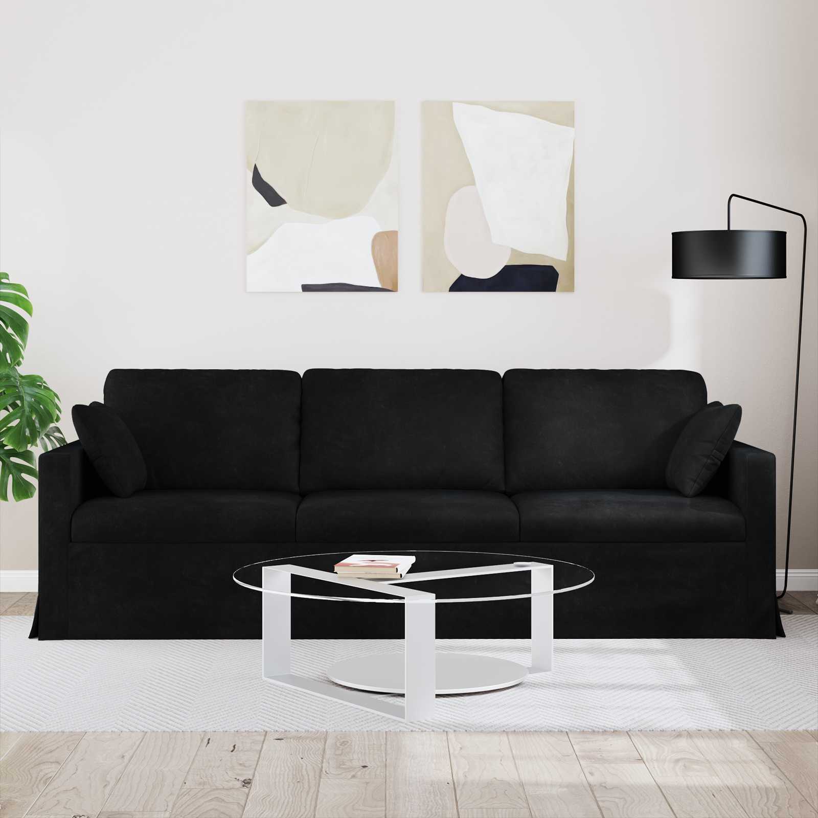 vidaXL Sofa Czarny 228 x 78 x 80 cm Aksamit