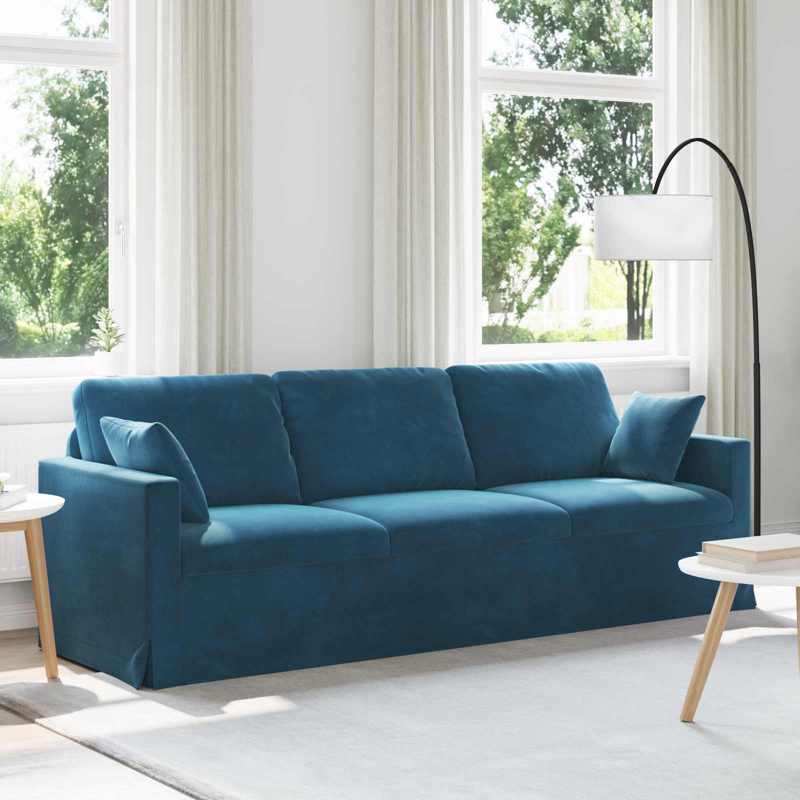 vidaXL Sofa Niebieski 228 x 78 x 80 cm Aksamit