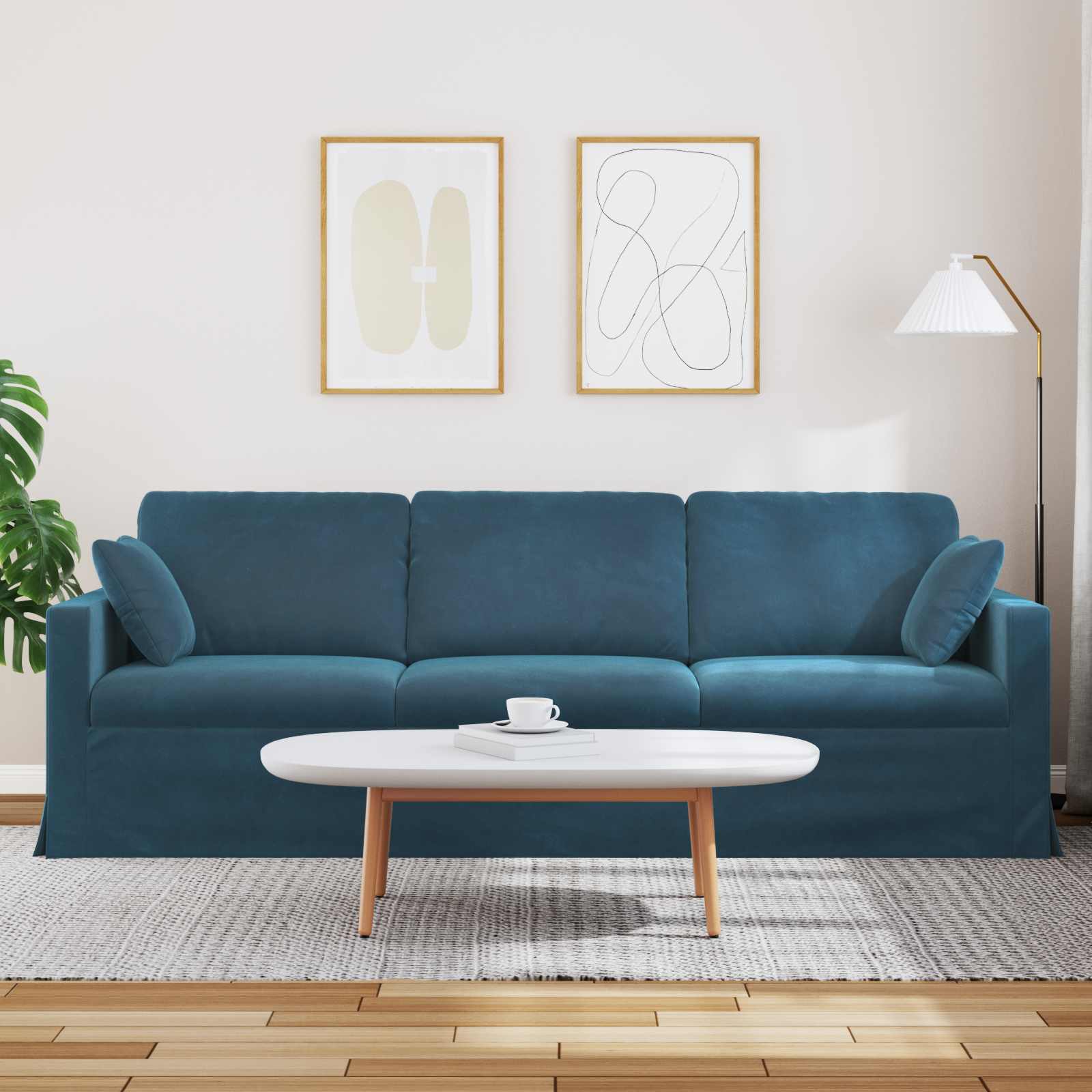 vidaXL Sofa Niebieski 228 x 78 x 80 cm Aksamit