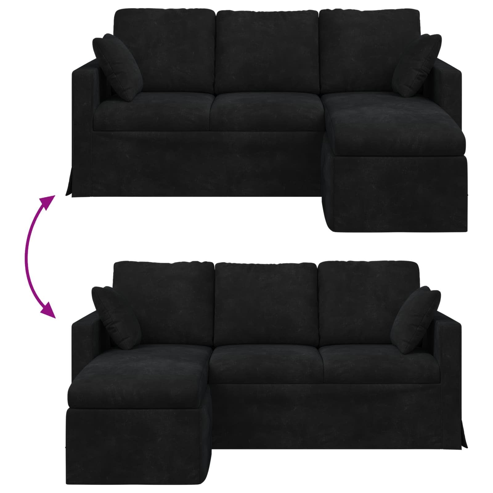 vidaXL Sofa Czarny 178 x 134 x 80 cm Aksamit