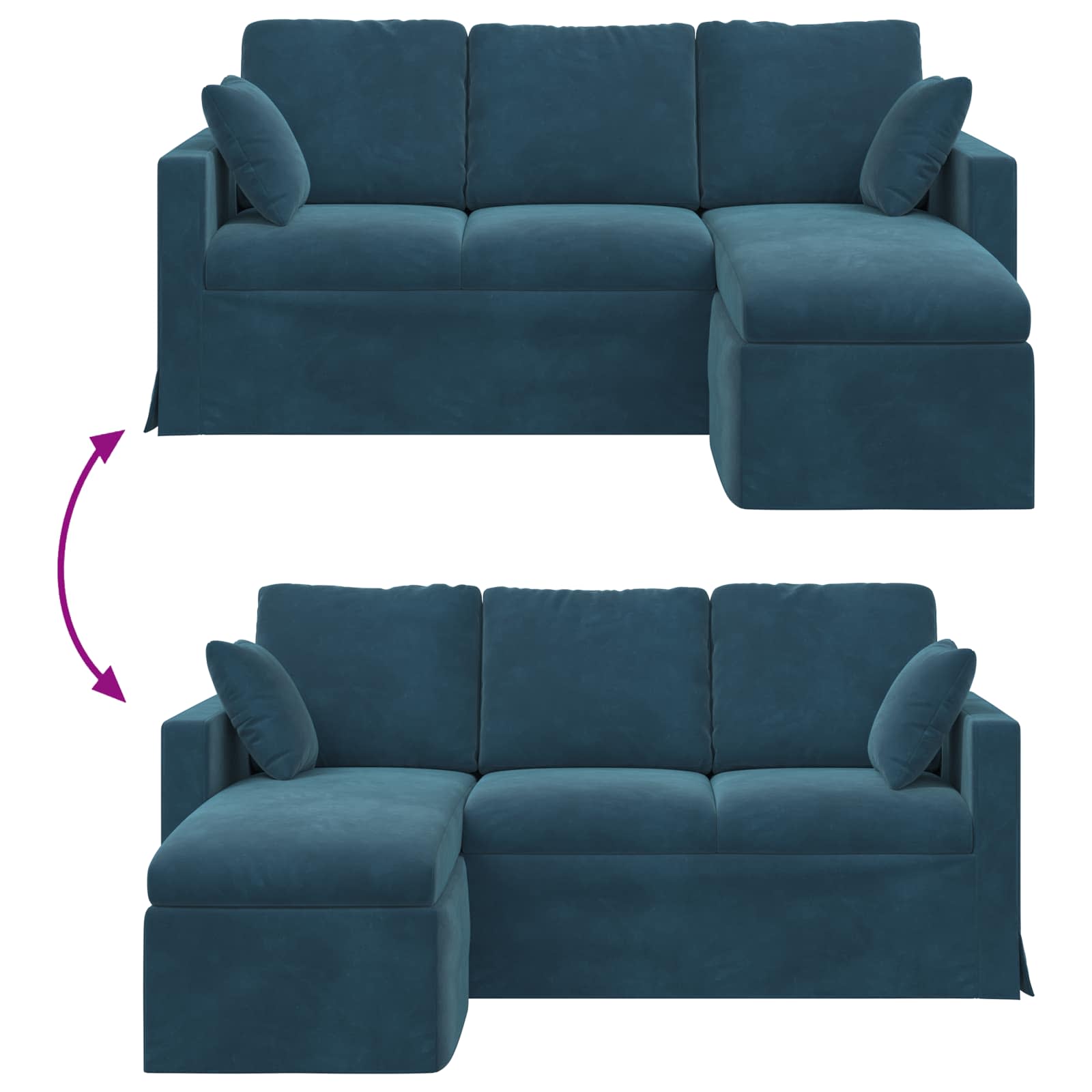 vidaXL Sofa Niebieski 178 x 134 x 80 cm Aksamit