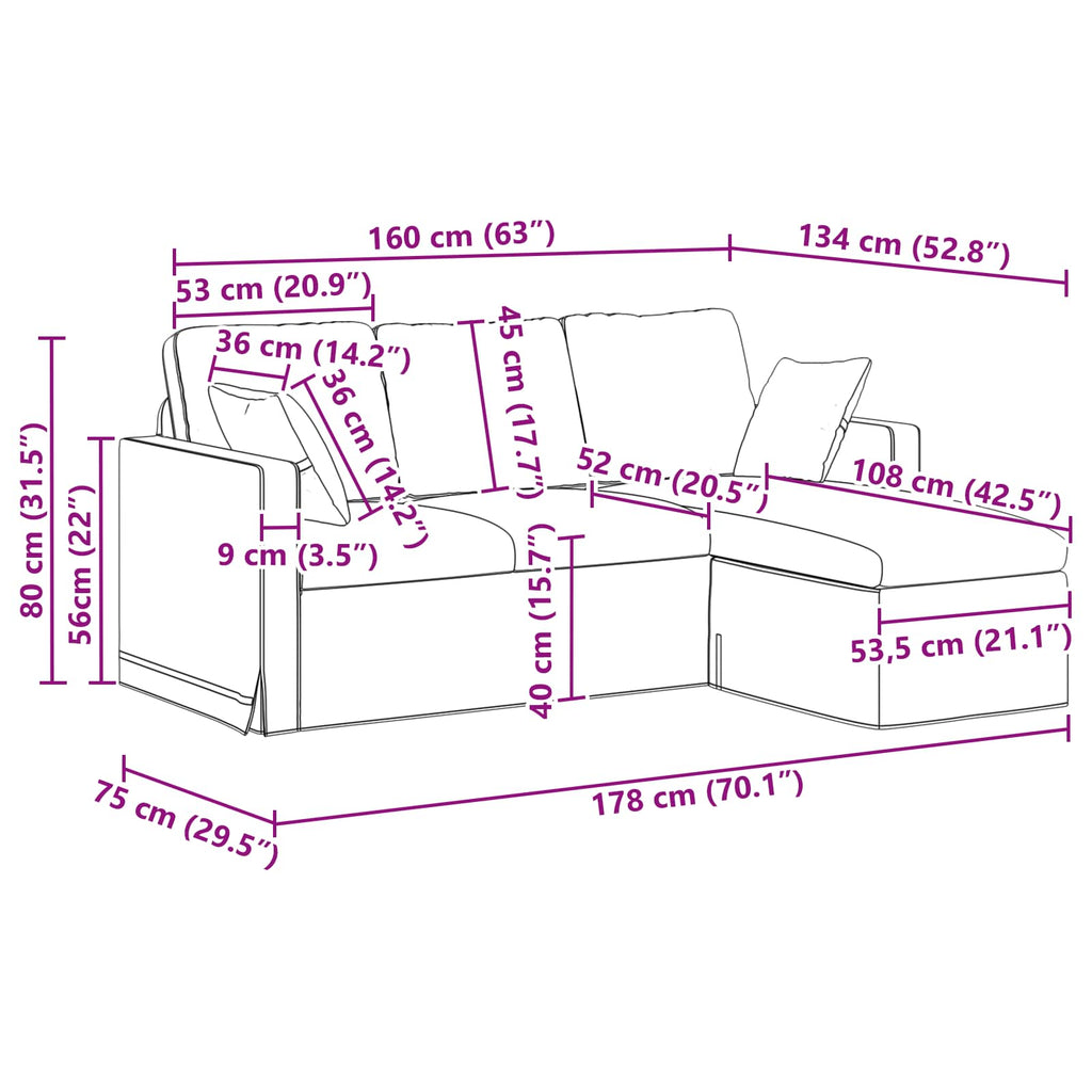 vidaXL Sofa Niebieski 178 x 134 x 80 cm Aksamit