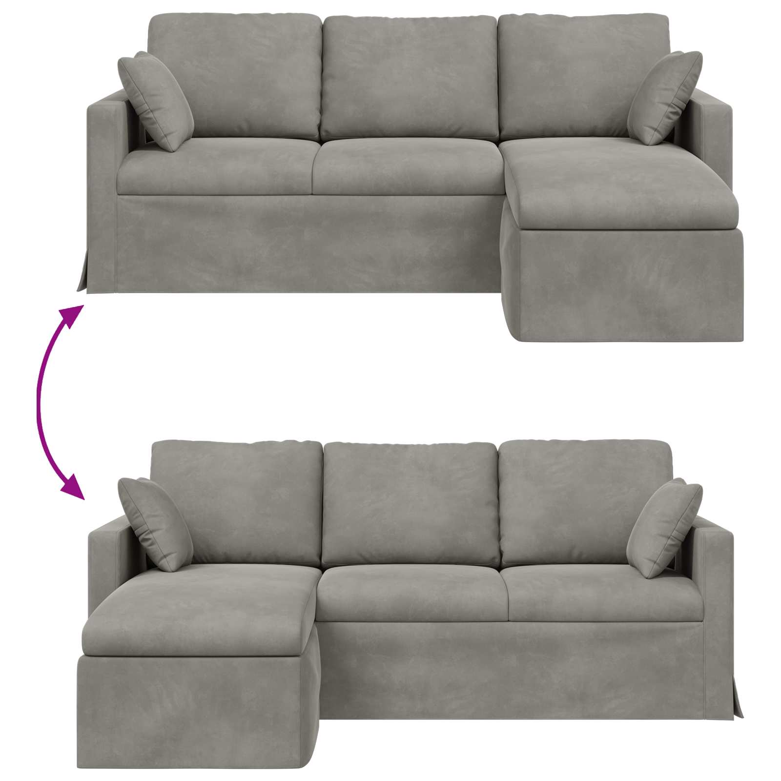 vidaXL Sofa Jasnoszary 198 x 134 x 80 cm Aksamit