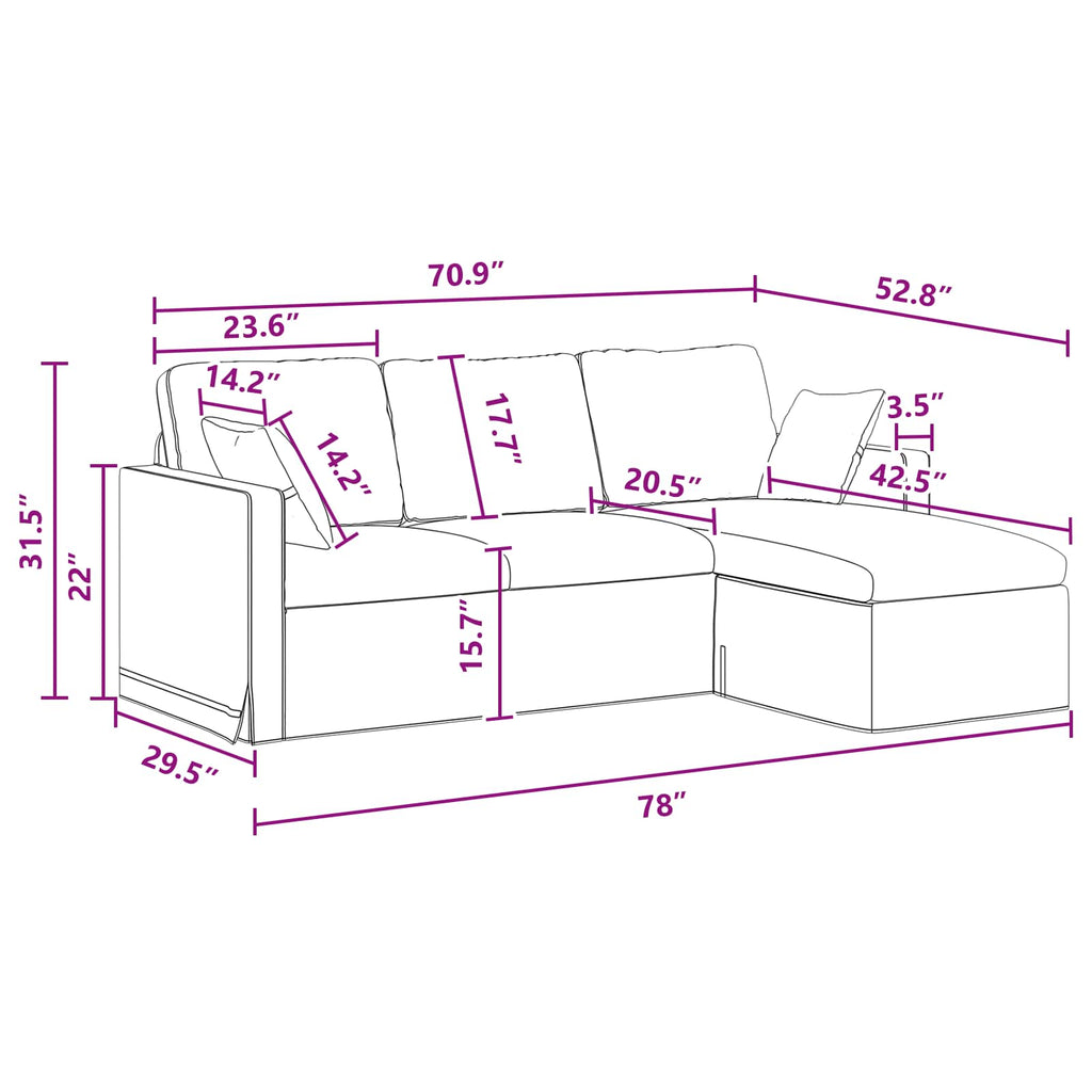 vidaXL Sofa Ciemnoszary 198 x 134 x 80 cm Aksamit
