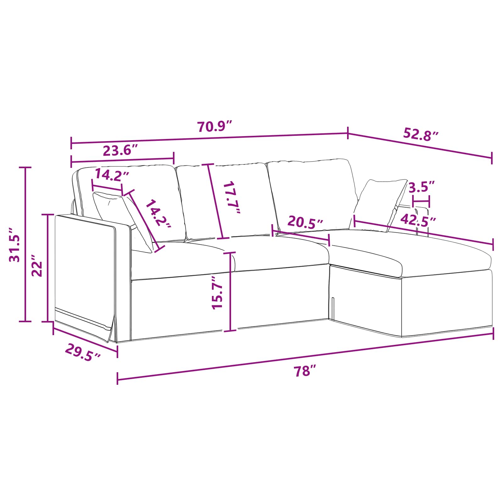 vidaXL Sofa Ciemnoszary 198 x 134 x 80 cm Aksamit