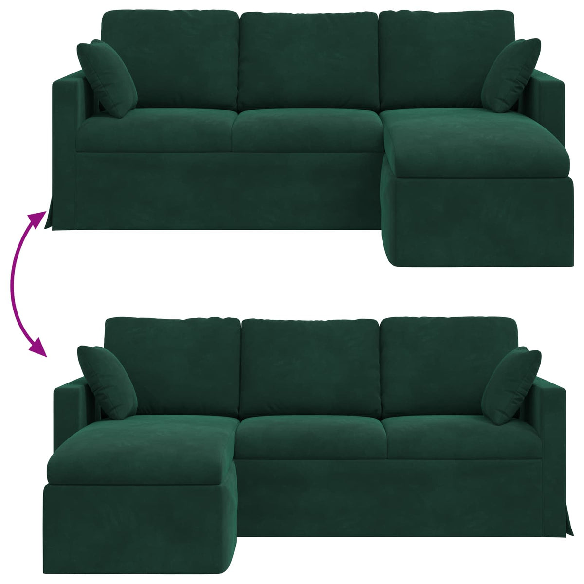 vidaXL Sofa Ciemna zieleń 198 x 134 x 80 cm Aksamit