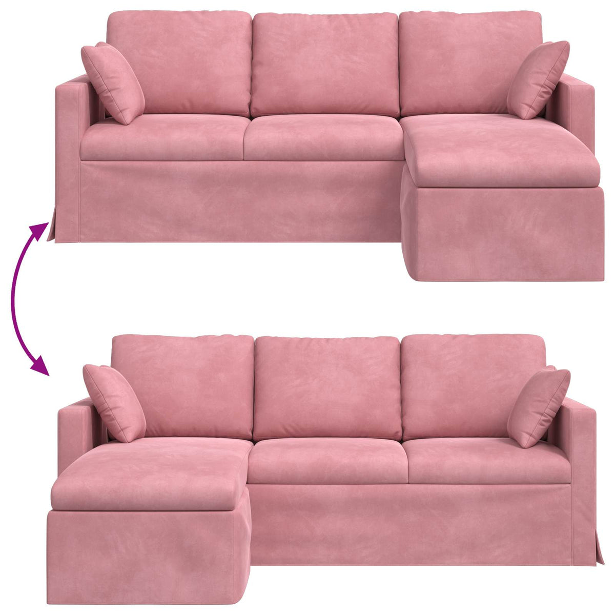 vidaXL Sofa Różowy 198 x 134 x 80 cm Aksamit