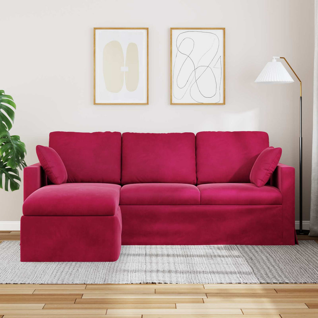 vidaXL Sofa Czerwone wino 198 x 134 x 80 cm Aksamit