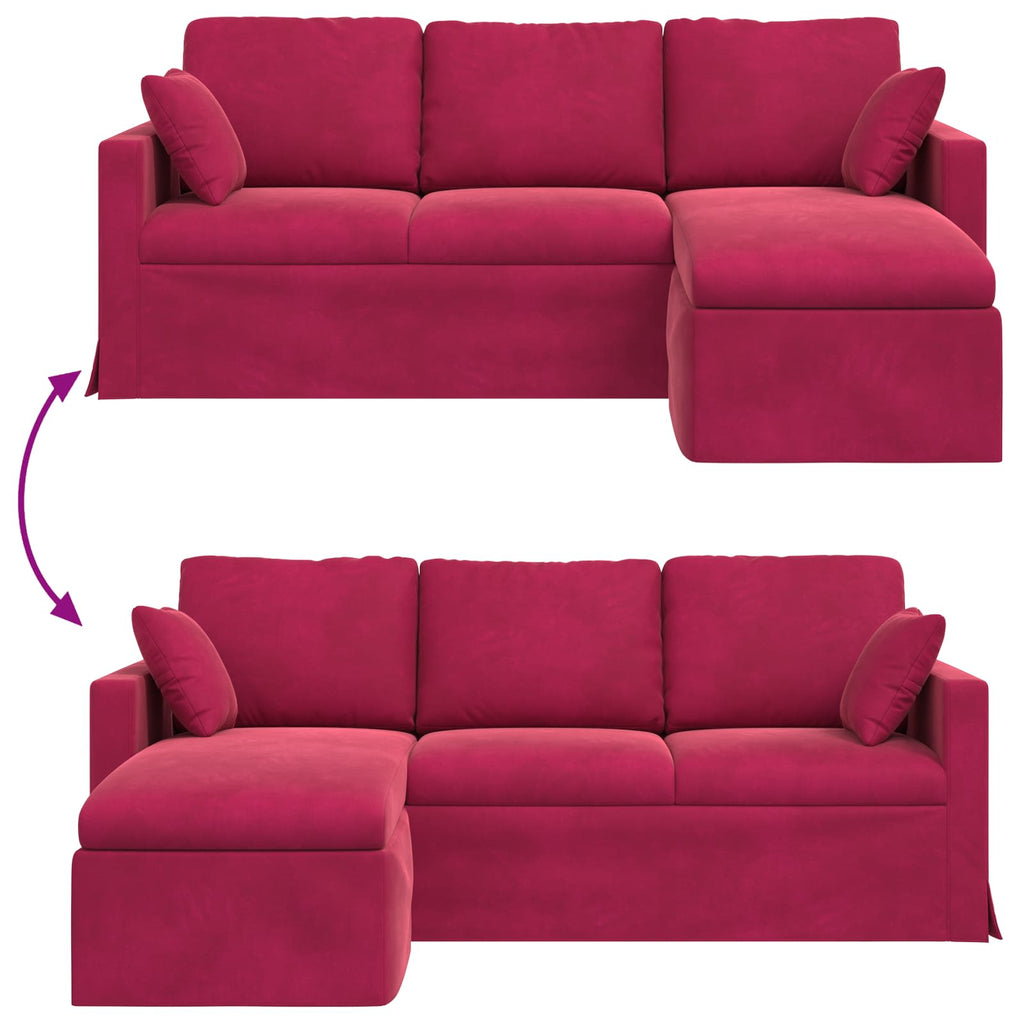 vidaXL Sofa Czerwone wino 198 x 134 x 80 cm Aksamit