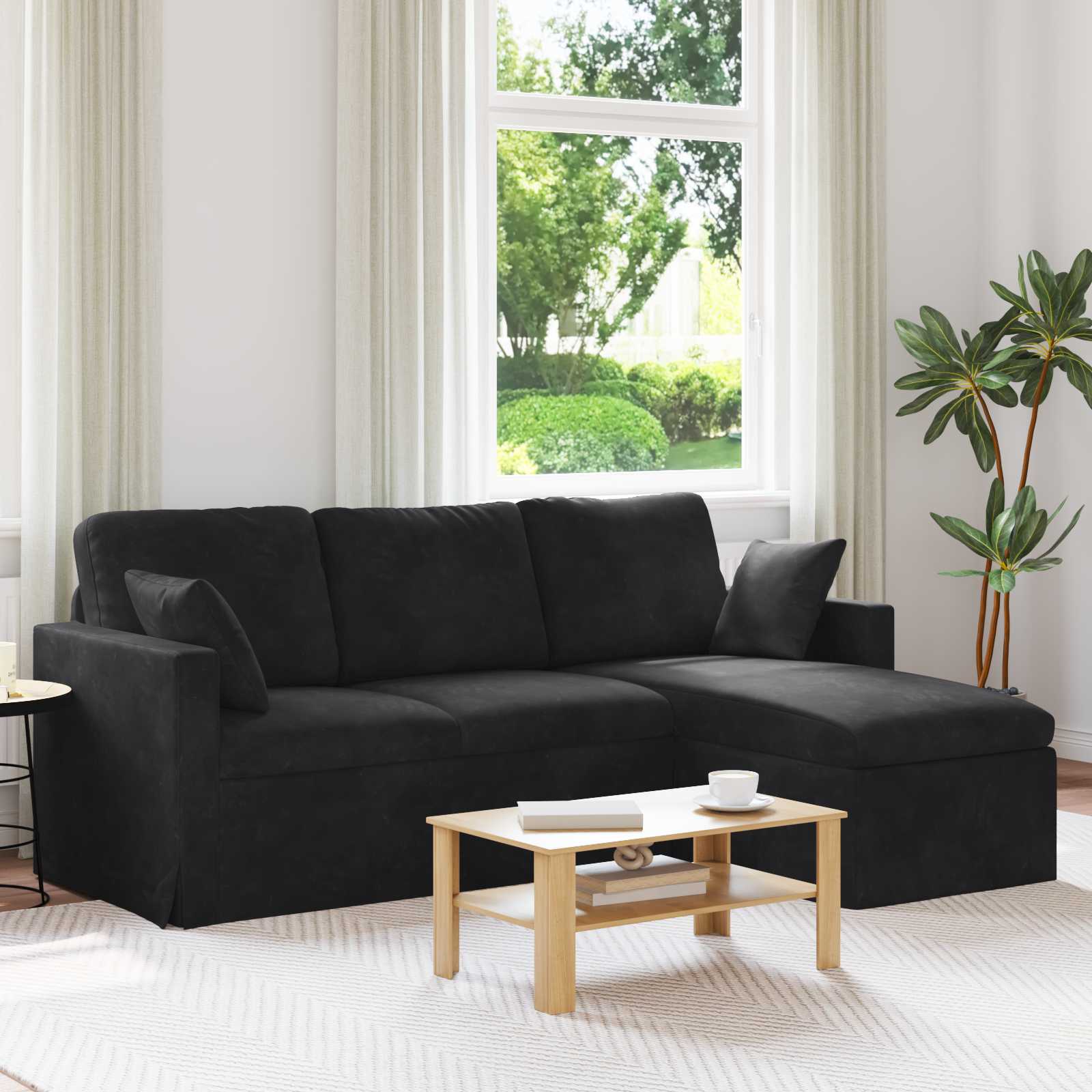 vidaXL Sofa Czarny 198 x 134 x 80 cm Aksamit