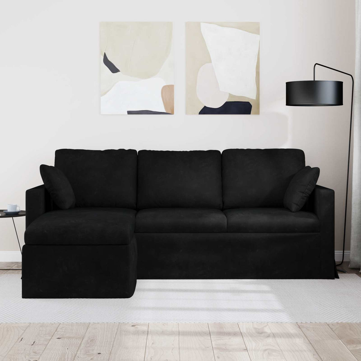 vidaXL Sofa Czarny 198 x 134 x 80 cm Aksamit