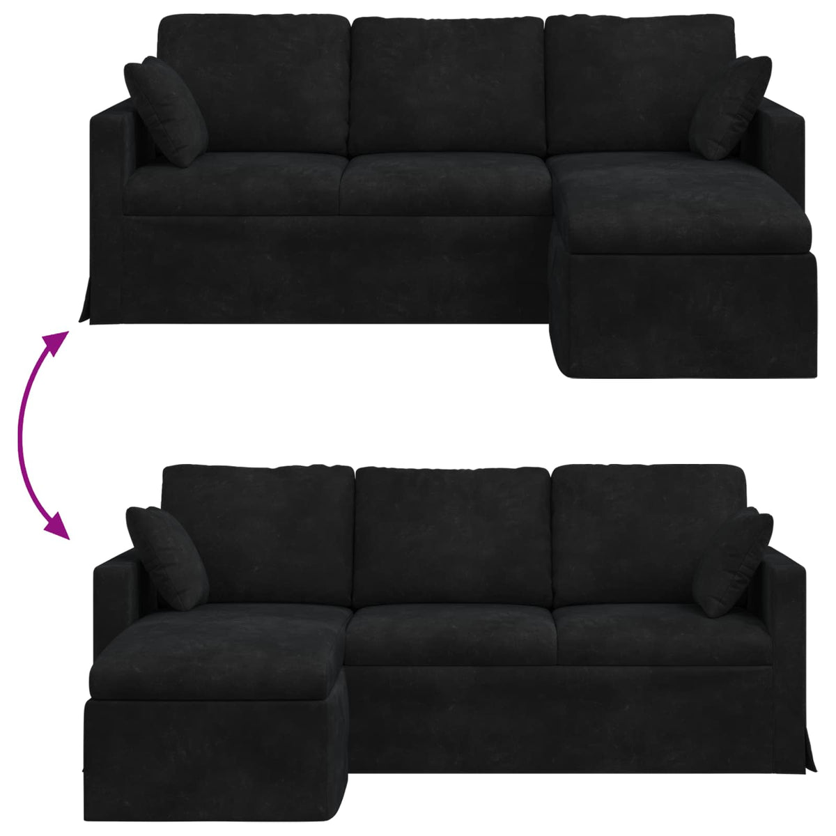 vidaXL Sofa Czarny 198 x 134 x 80 cm Aksamit