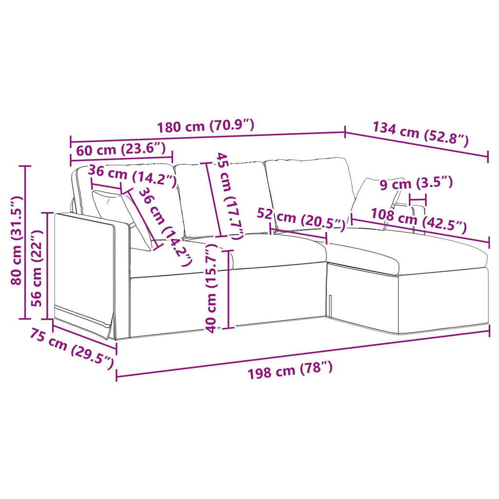 vidaXL Sofa Czarny 198 x 134 x 80 cm Aksamit
