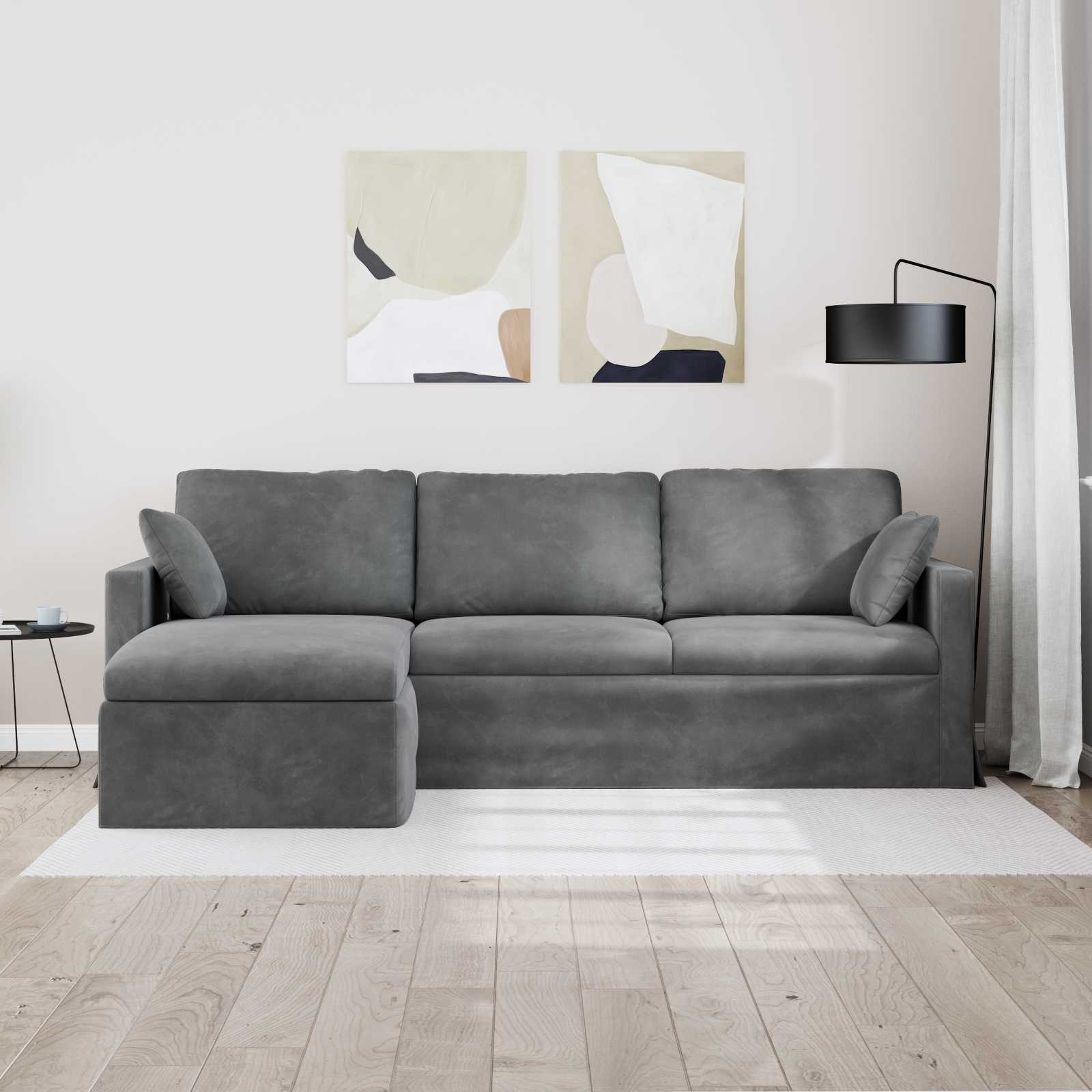 vidaXL Sofa Ciemnoszary 228 x 134 x 80 cm Aksamit
