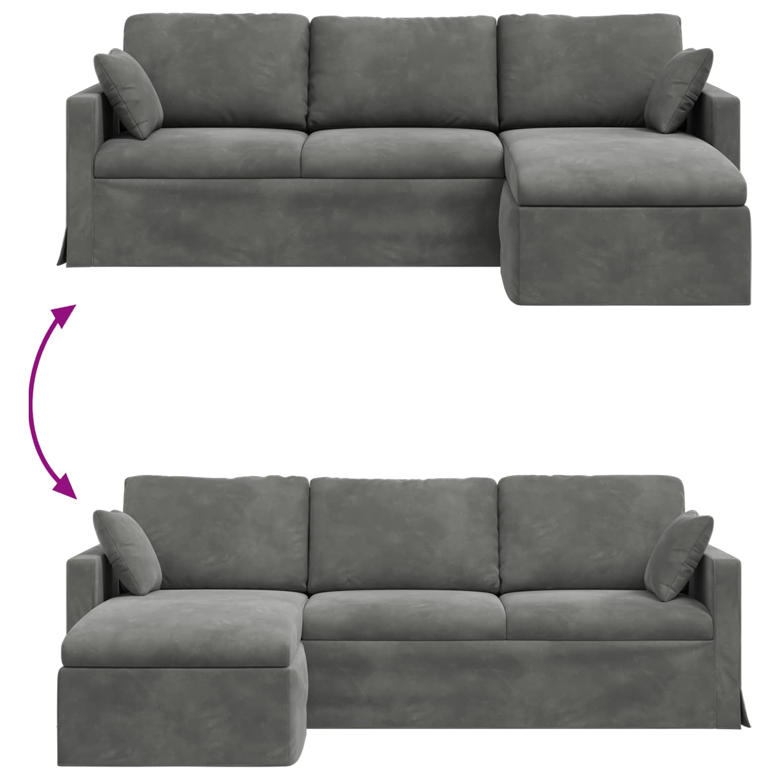 vidaXL Sofa Ciemnoszary 228 x 134 x 80 cm Aksamit