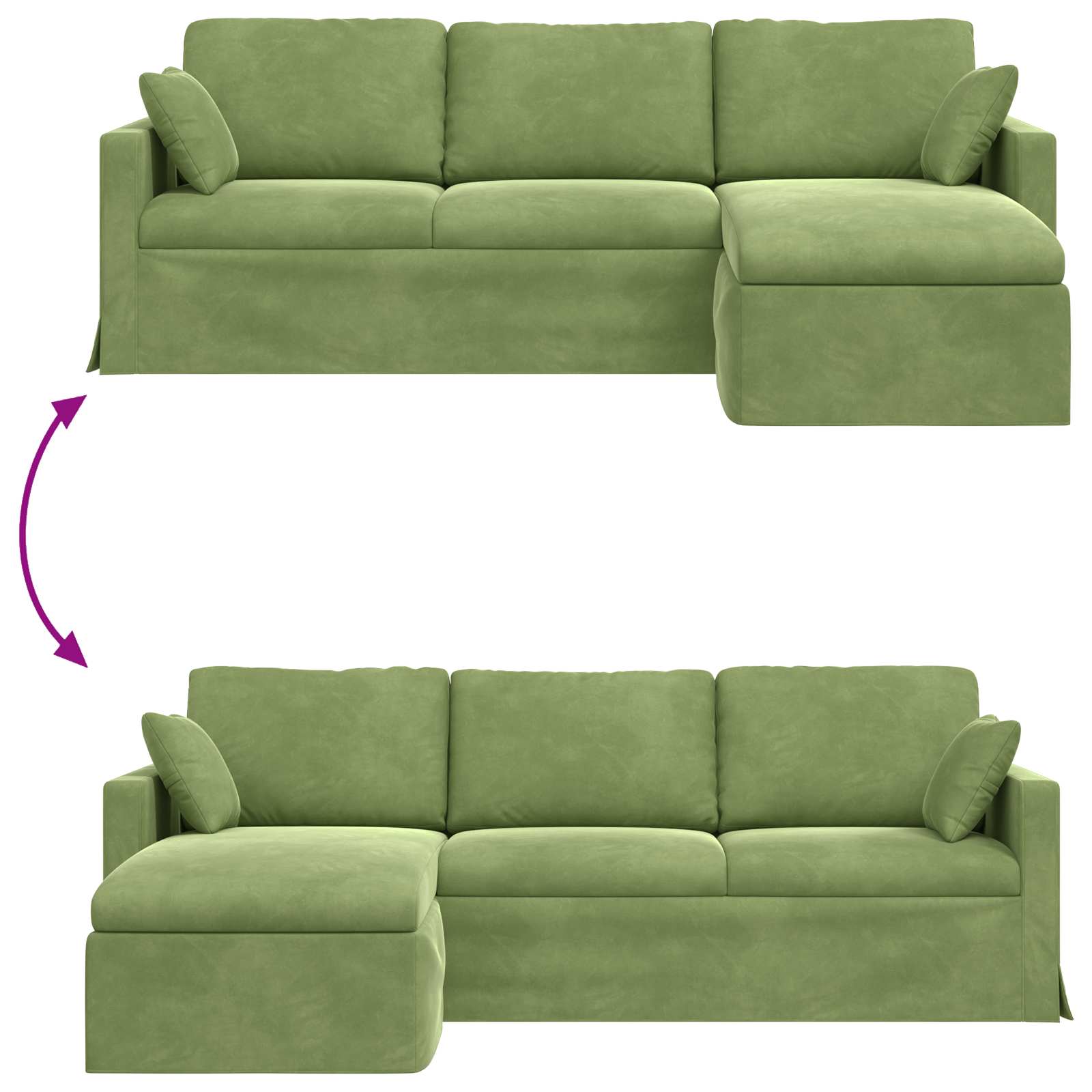 vidaXL Sofa Jasnozielony 228 x 134 x 80 cm Aksamit