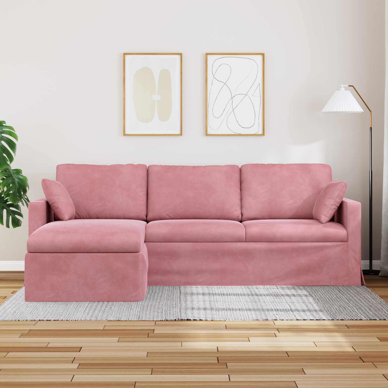 vidaXL Sofa Różowy 228 x 134 x 80 cm Aksamit