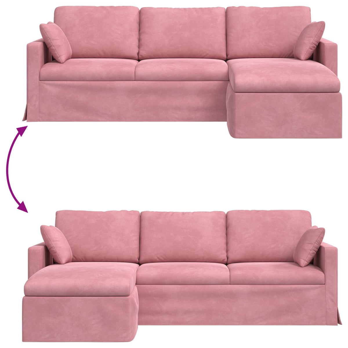vidaXL Sofa Różowy 228 x 134 x 80 cm Aksamit
