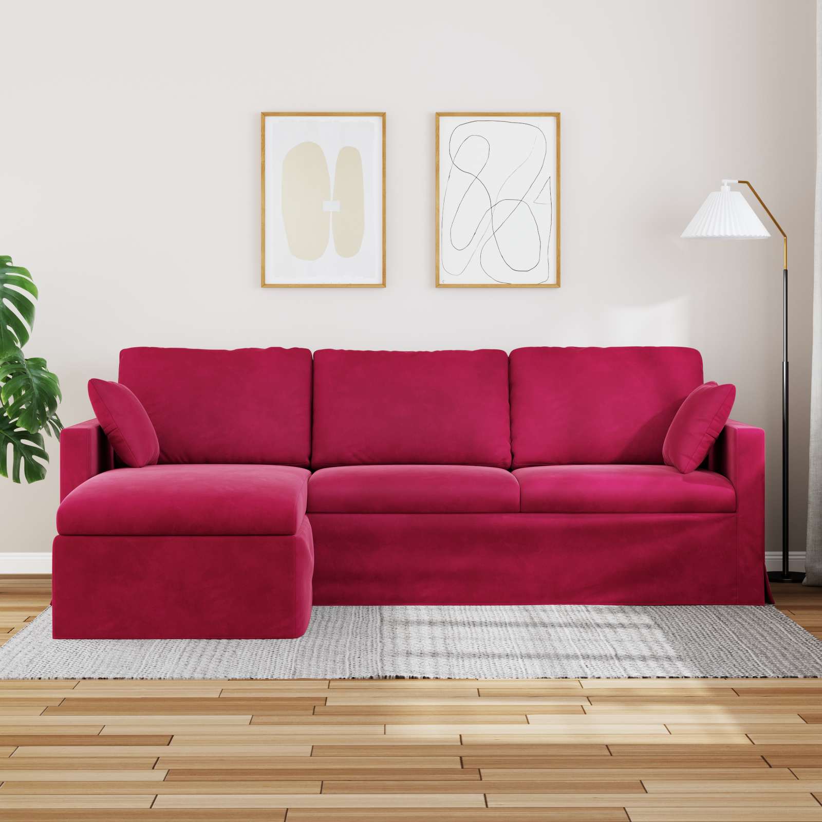 vidaXL Sofa Czerwone wino 228 x 134 x 80 cm Aksamit