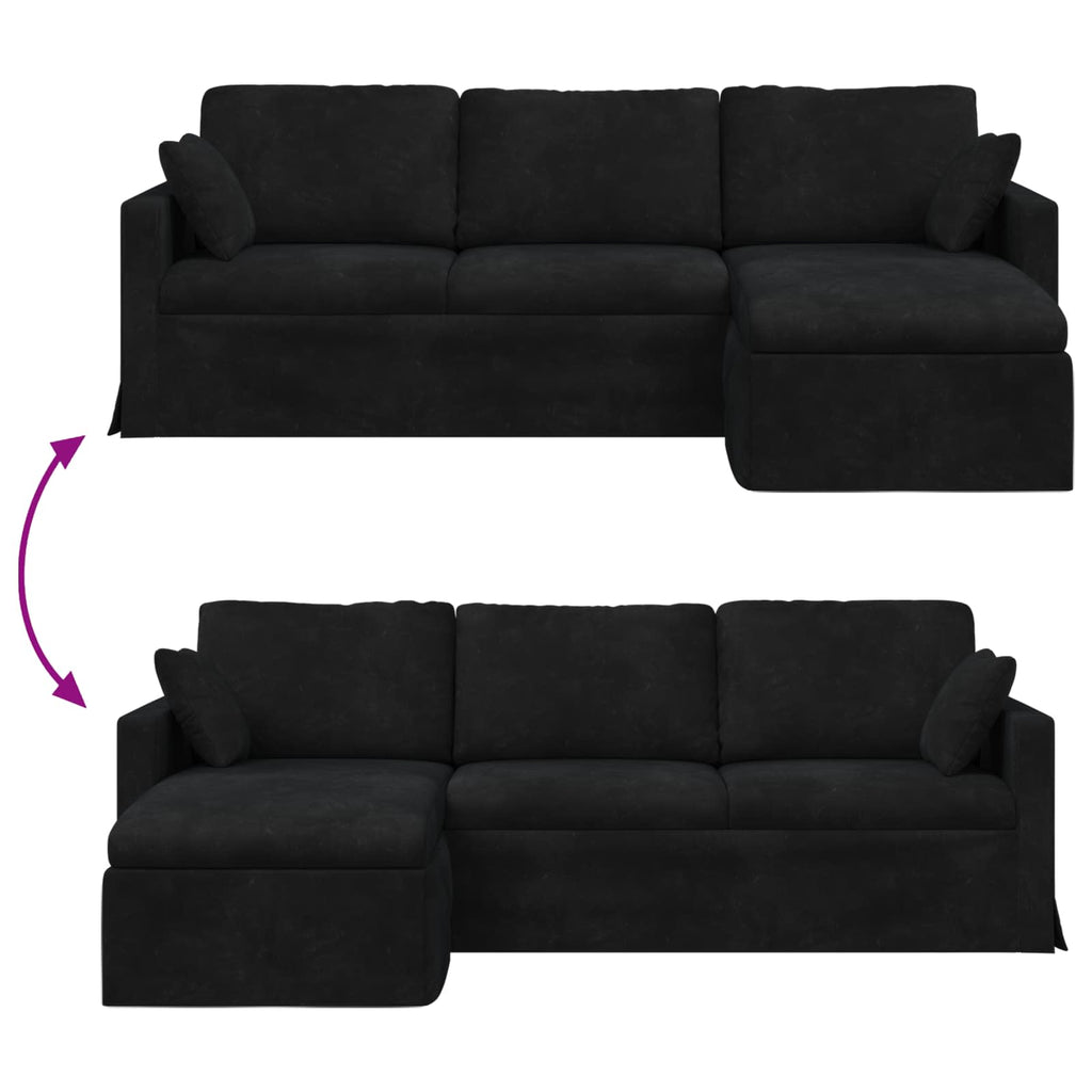 vidaXL Sofa Czarny 228 x 134 x 80 cm Aksamit