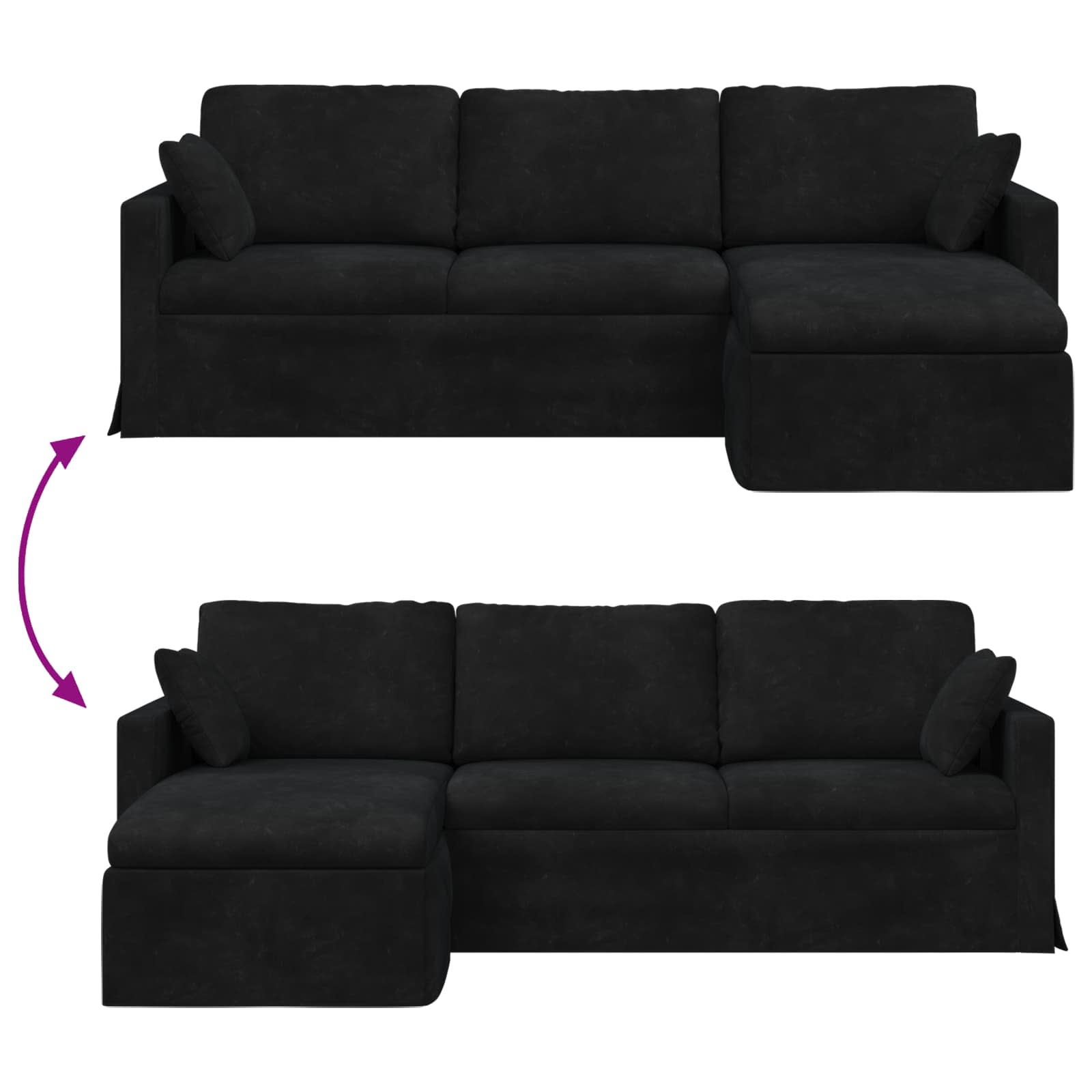 vidaXL Sofa Czarny 228 x 134 x 80 cm Aksamit