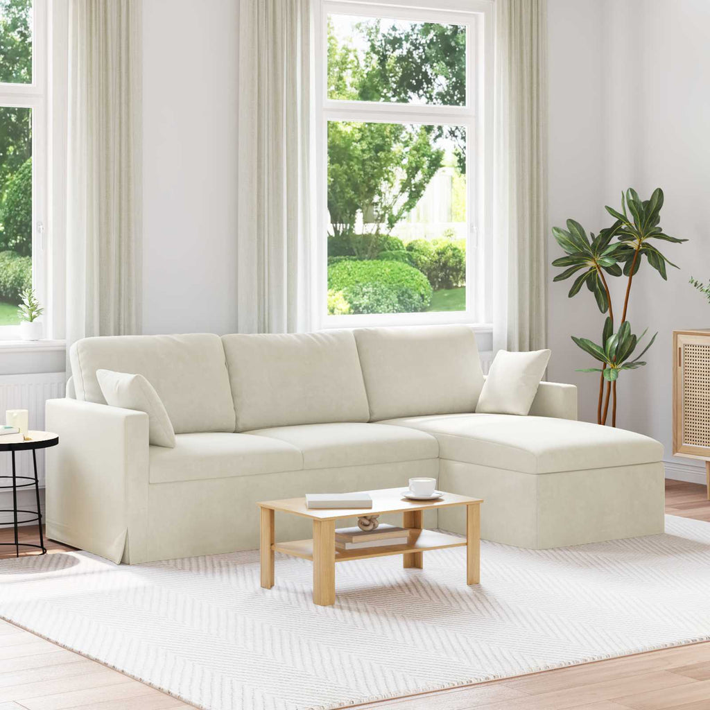 vidaXL Sofa Kremowy 228 x 134 x 80 cm Aksamit