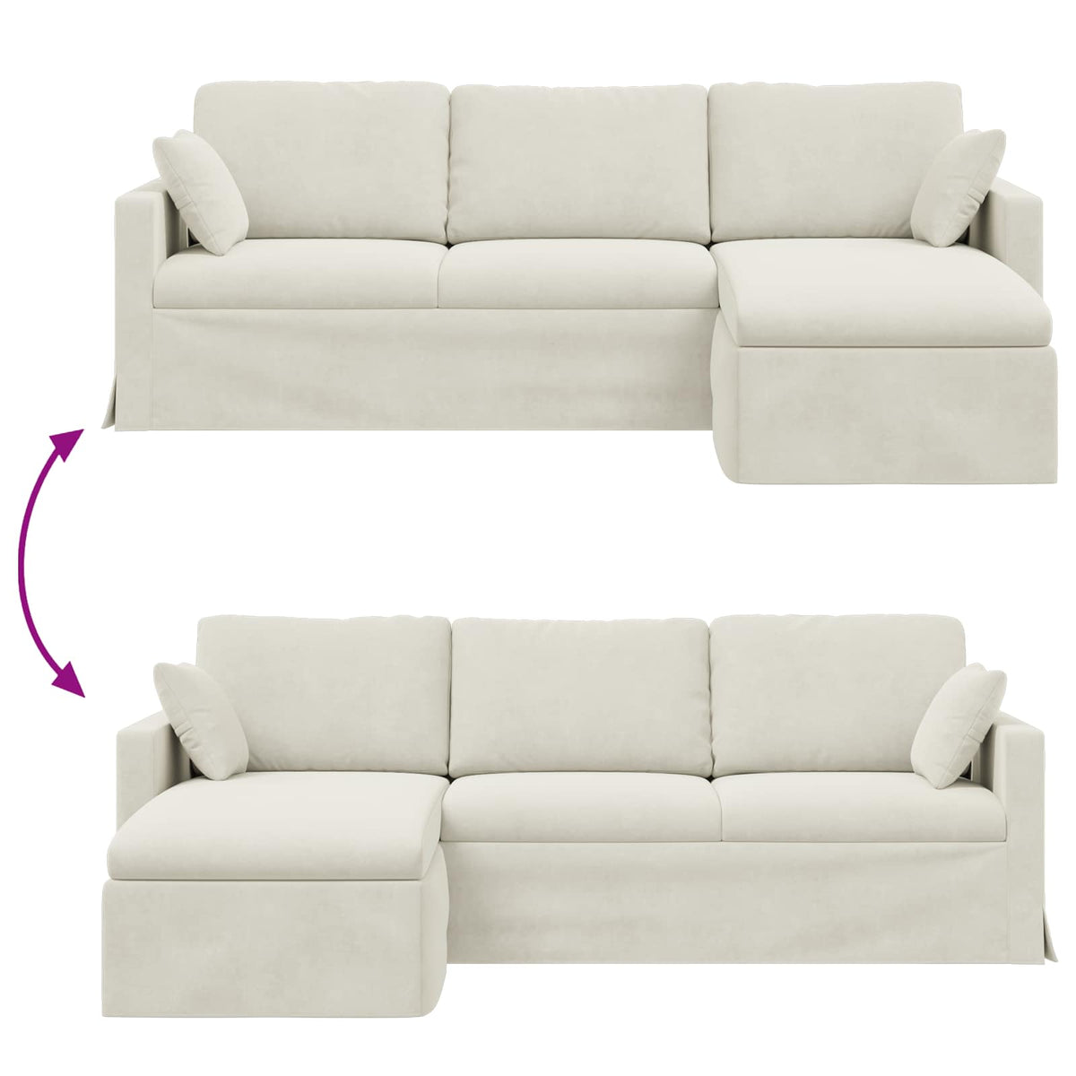 vidaXL Sofa Kremowy 228 x 134 x 80 cm Aksamit