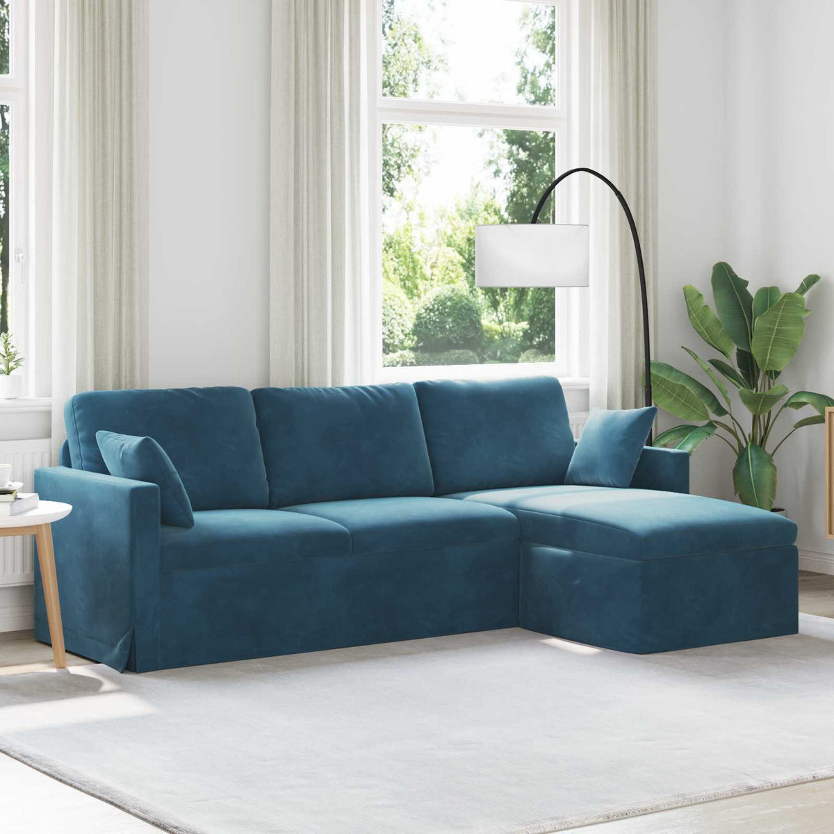 vidaXL Sofa Niebieski 228 x 134 x 80 cm Aksamit