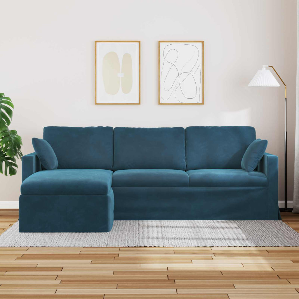 vidaXL Sofa Niebieski 228 x 134 x 80 cm Aksamit