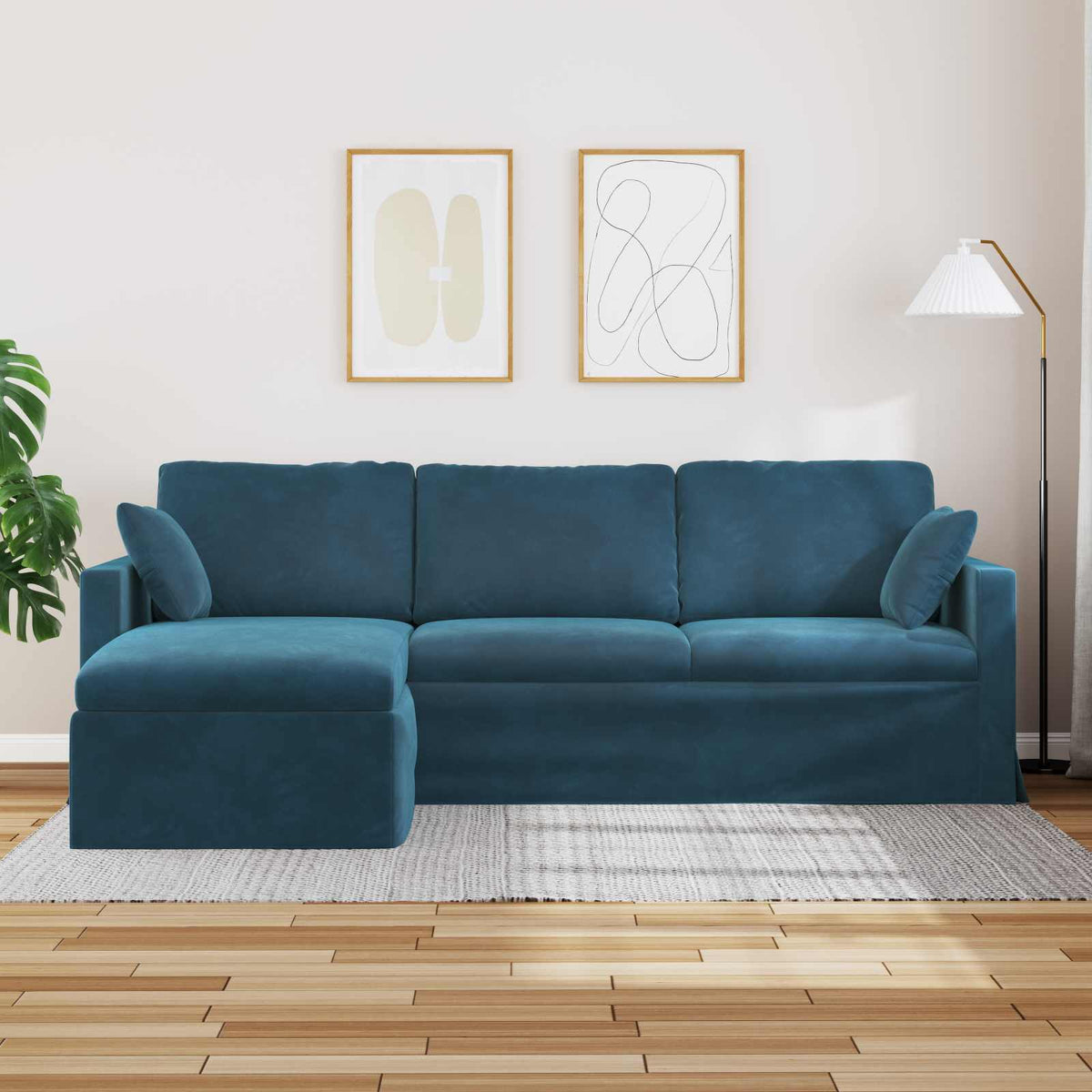 vidaXL Sofa Niebieski 228 x 134 x 80 cm Aksamit