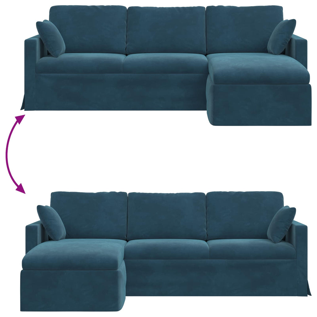 vidaXL Sofa Niebieski 228 x 134 x 80 cm Aksamit