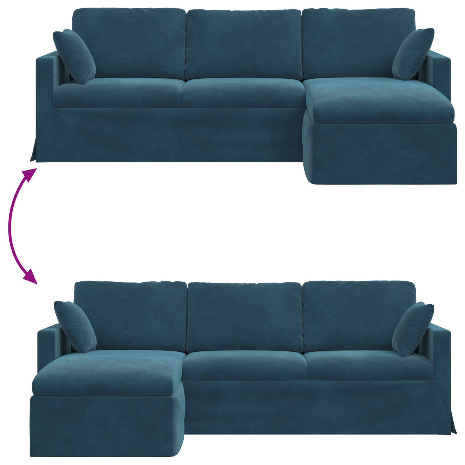 vidaXL Sofa Niebieski 228 x 134 x 80 cm Aksamit