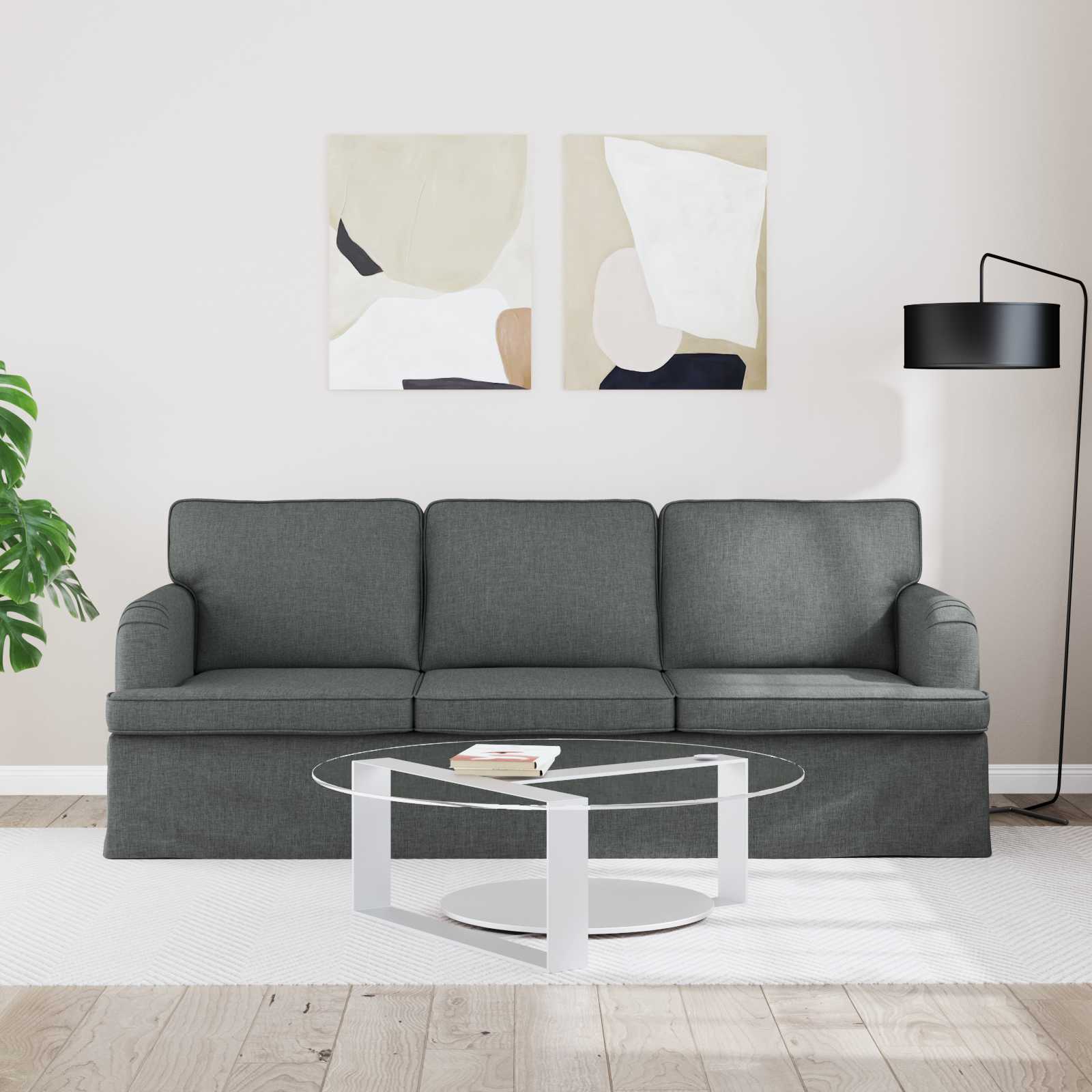 vidaXL Sofa Ciemnoszary 201 x 80 x 85 cm tkanina