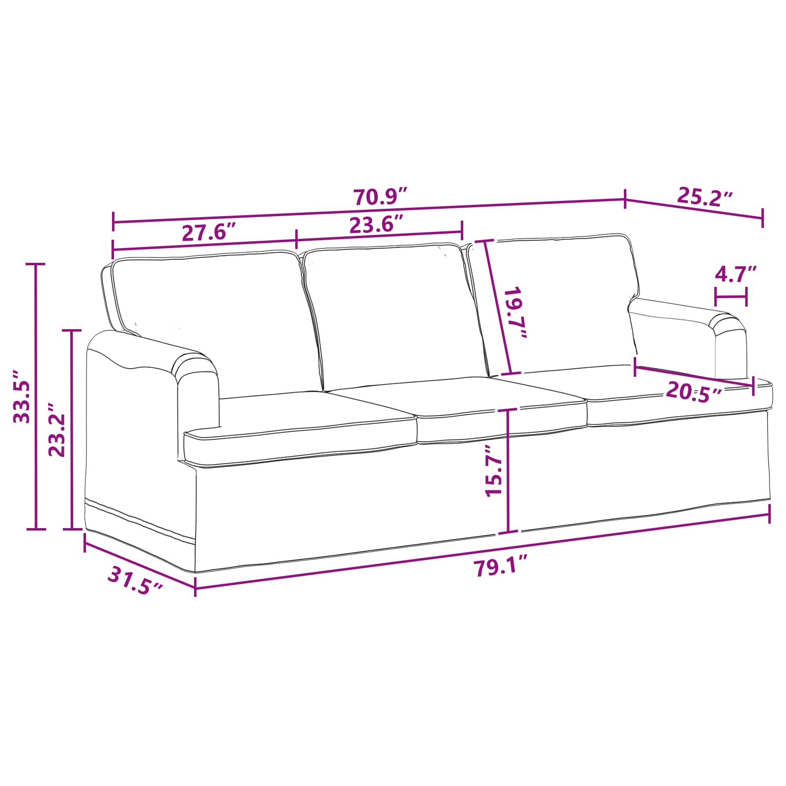 vidaXL Sofa Ciemnoszary 201 x 80 x 85 cm tkanina