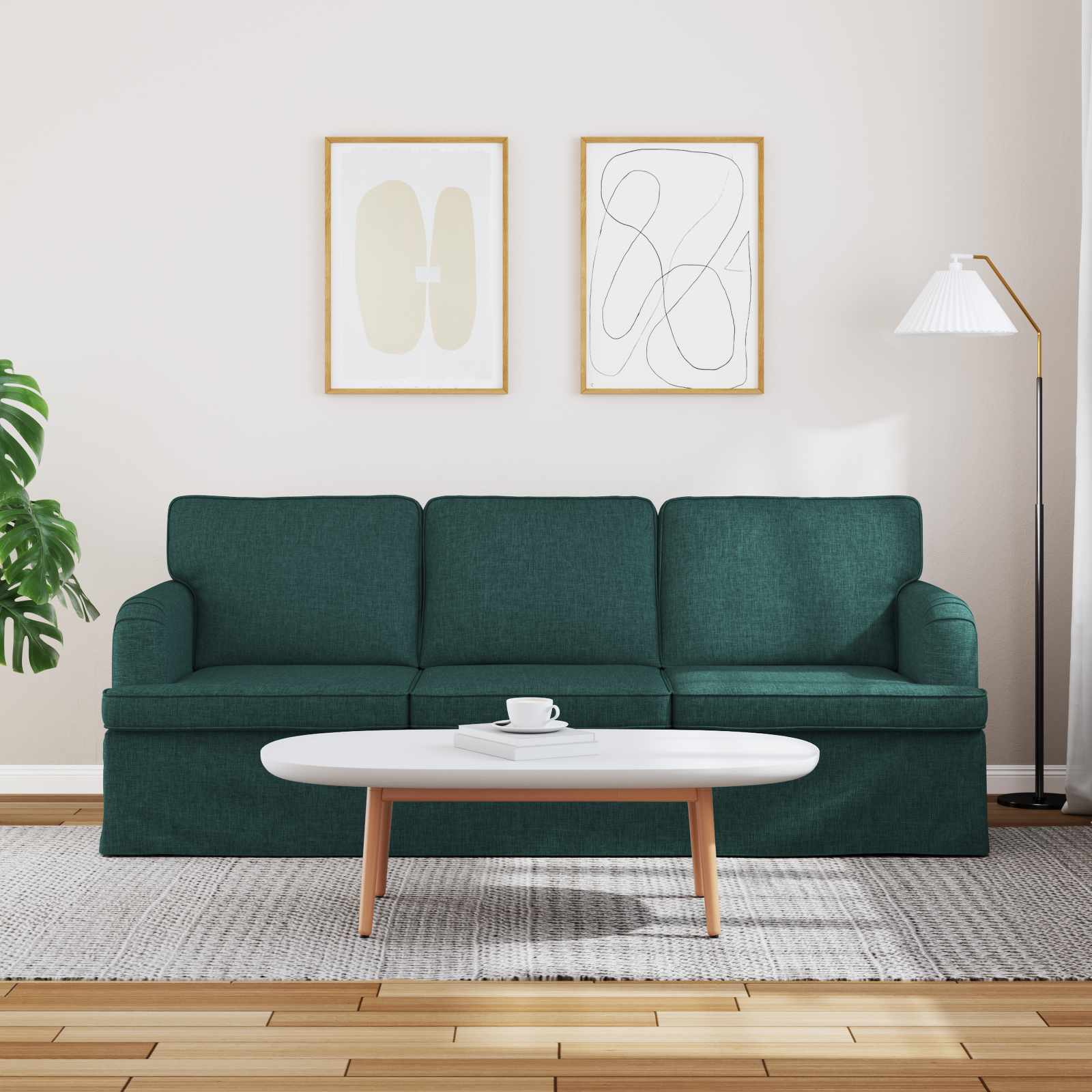 vidaXL Sofa Ciemna zieleń 201 x 80 x 85 cm tkanina