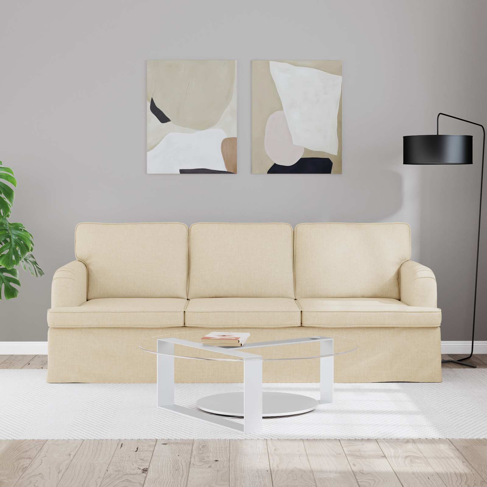 vidaXL Sofa Kremowy 201 x 80 x 85 cm tkanina